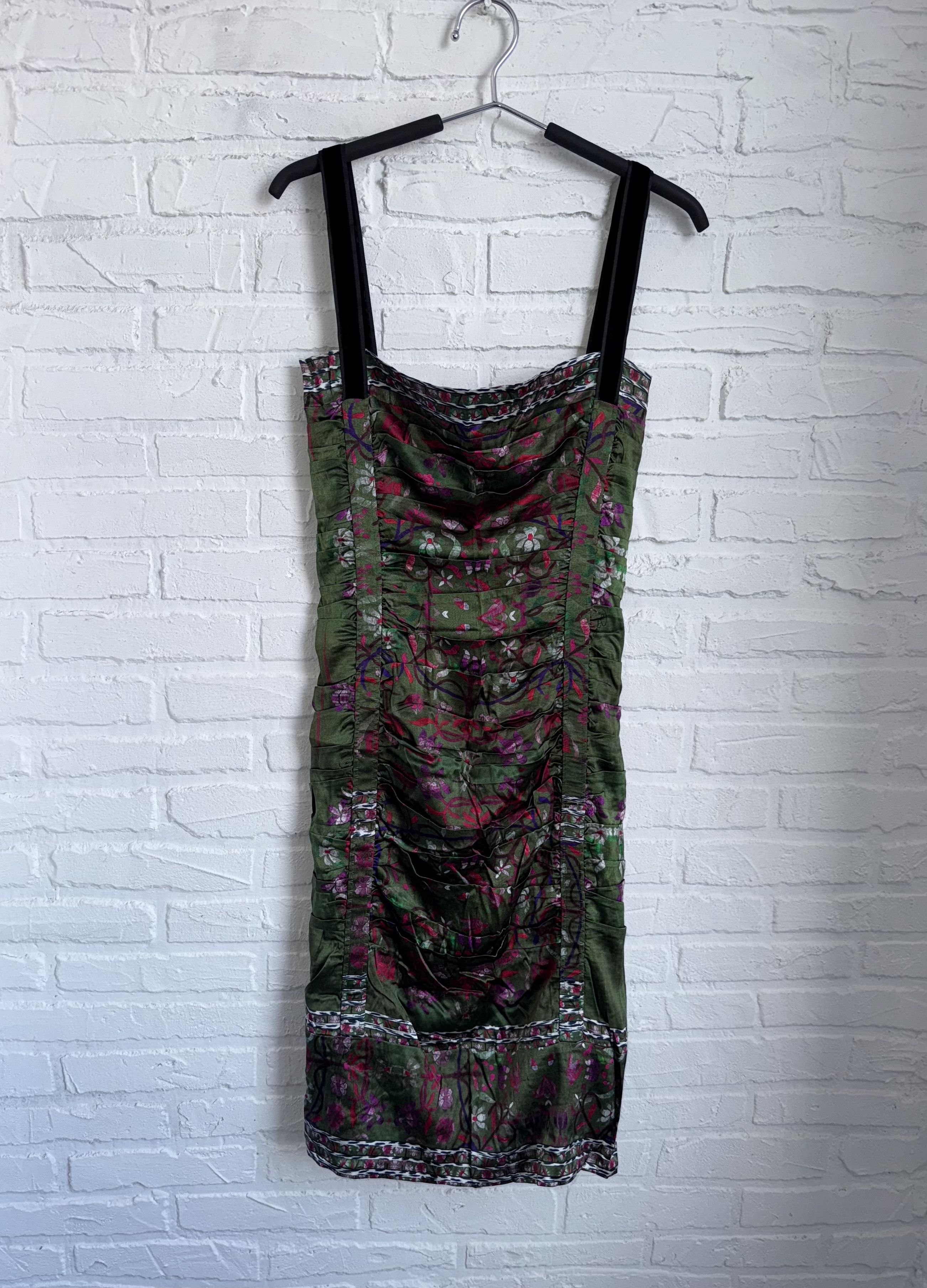 SS 2008 Roberto Cavalli Silk Floral Ruched dress