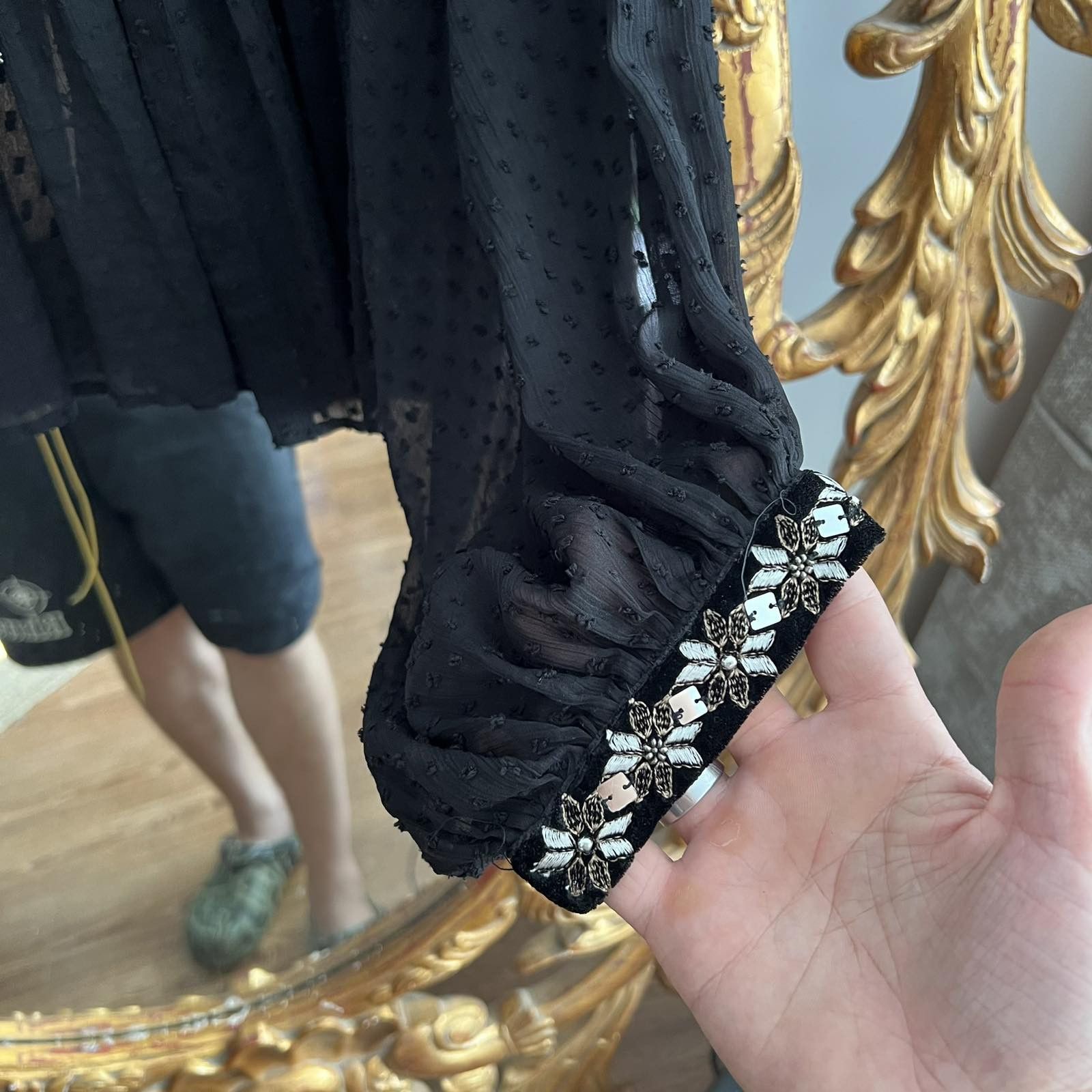 Zara Zara Blouse Black Balloon Embroidered Boho Peasant Bohemian Size XL / US 12-14 / IT 48-50 - 10 Thumbnail