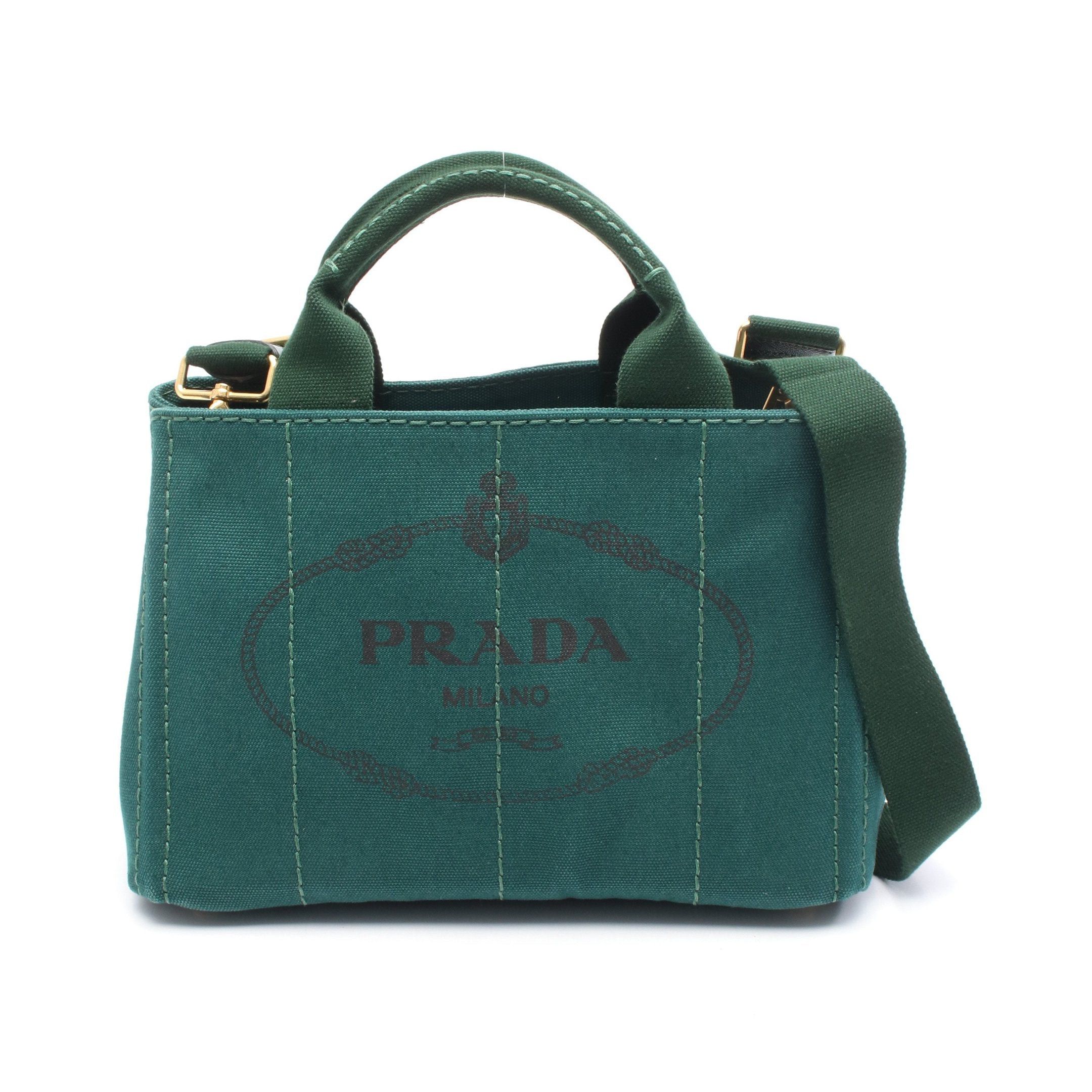 Prada Prada Canapa Kanapa Handbag Tote Bag Canvas Dark Green Size ONE SIZE - 1 Thumbnail
