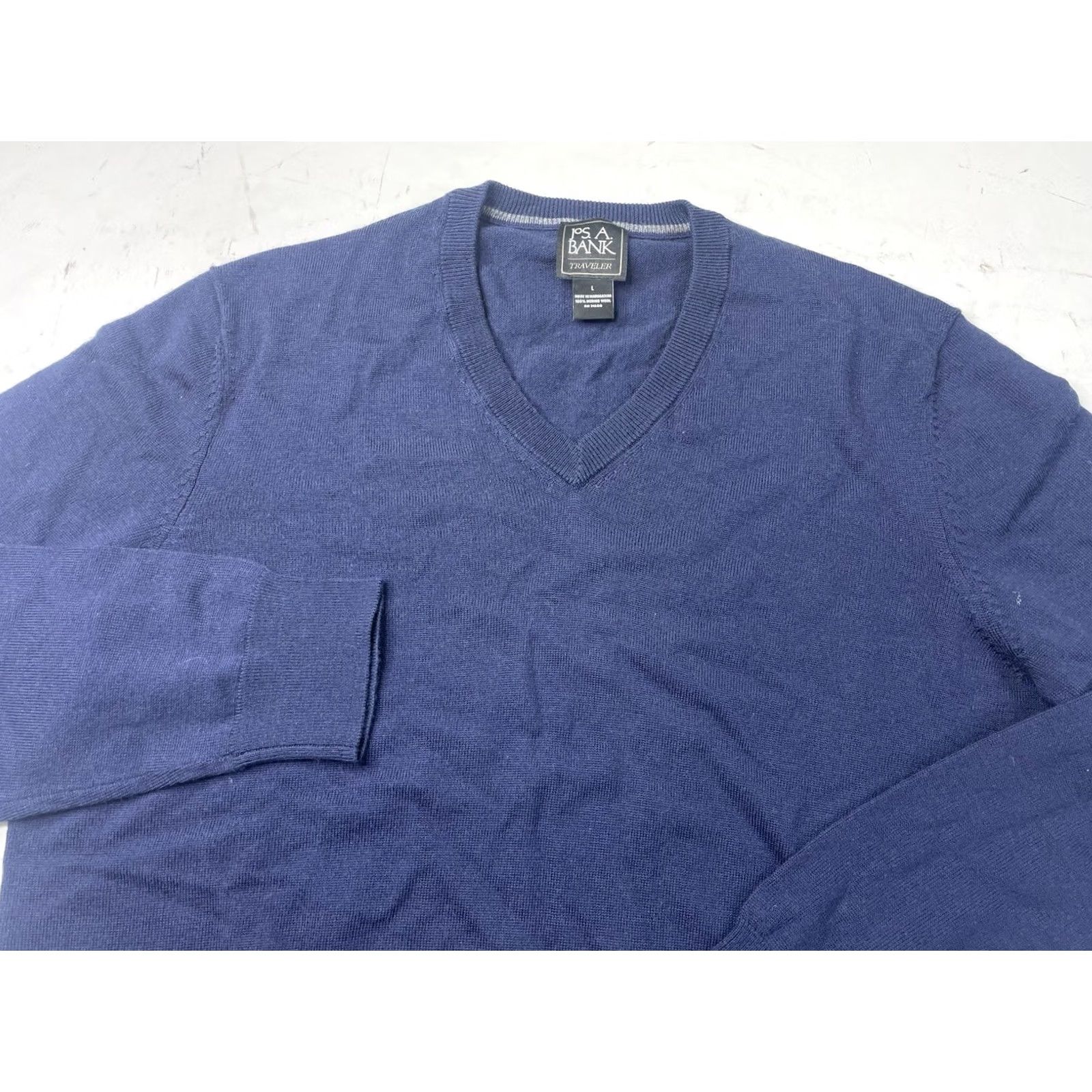 Jos. A. Bank Jos. A. Bank Sweater Mens L Blue 100% Merino Wool Traveler V-Neck Pullover Size US L / EU 52-54 / 3 - 2 Thumbnail