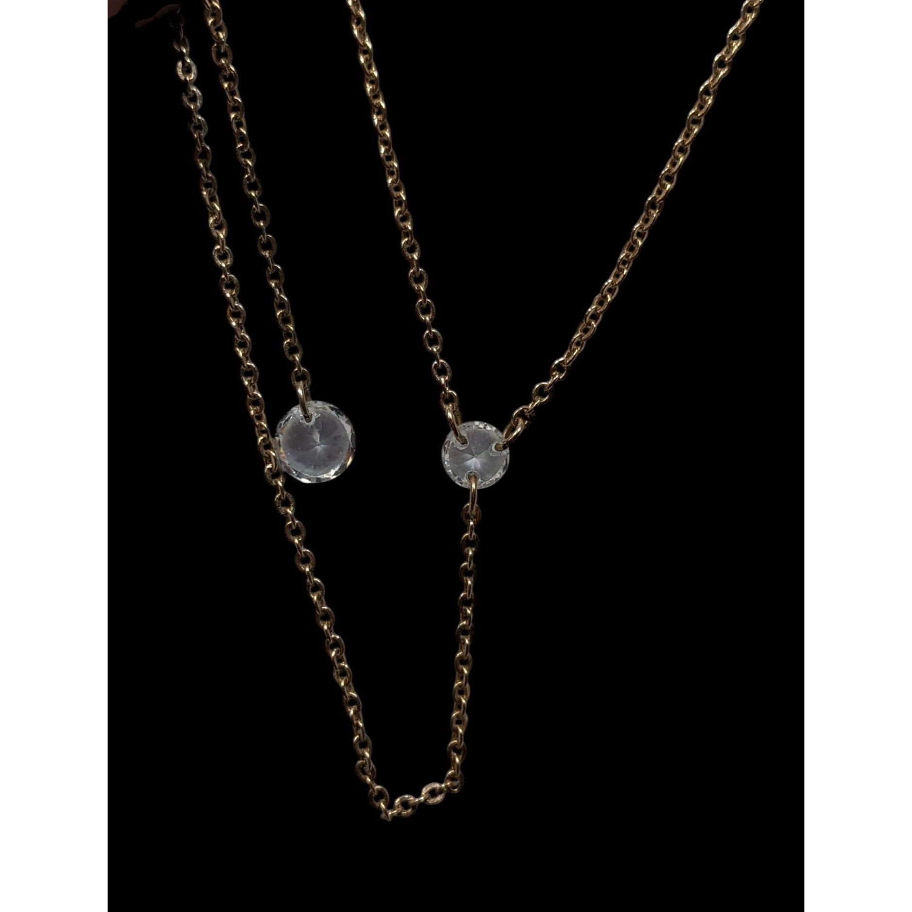 Other Gold-Tone Y-Shaped Necklace With Clear Crystal Accents Adjus Size ONE SIZE - 4 Thumbnail