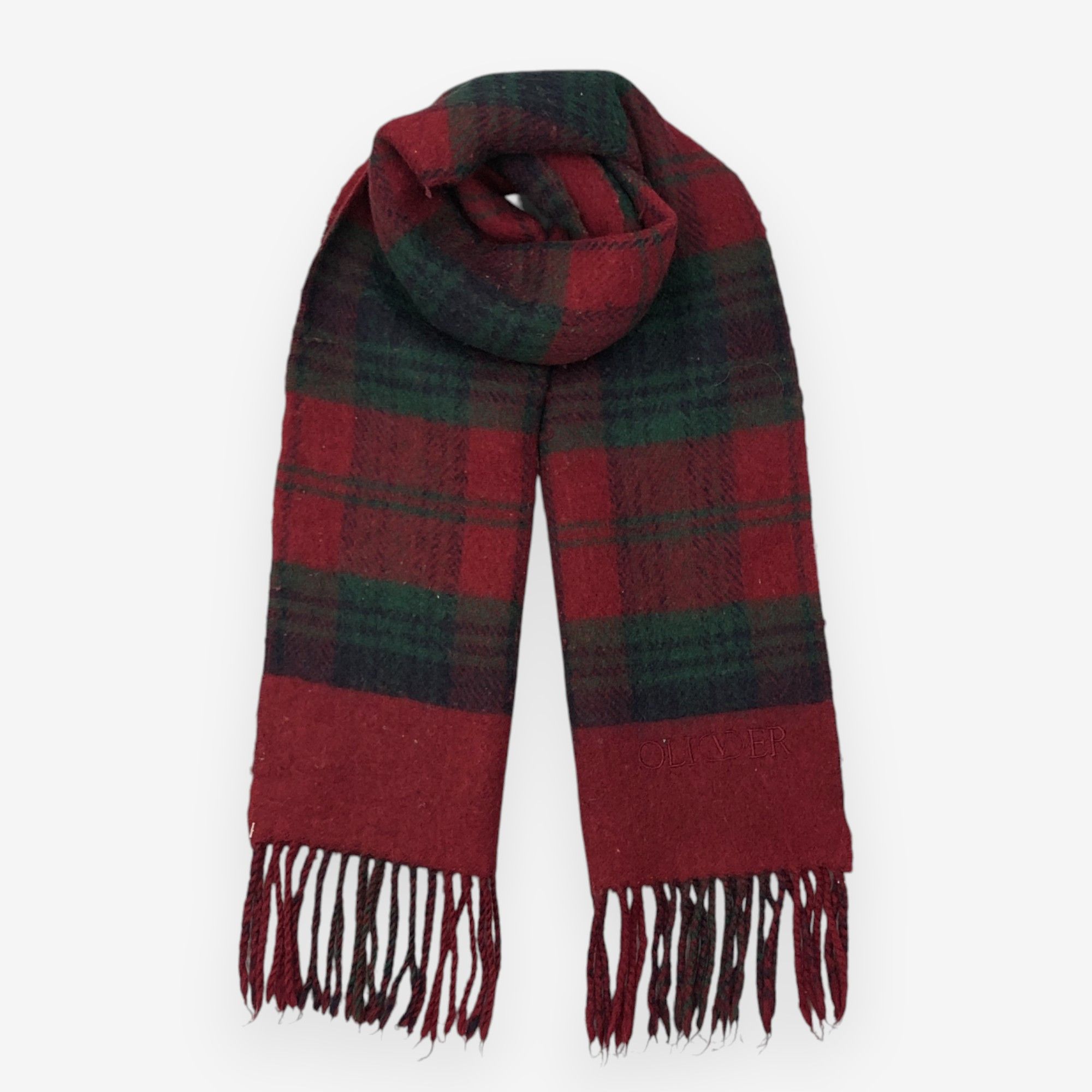 Japanese Brand Vintage Oliver Scarf Muffler Wool Plaid Cashmere Scarves Size ONE SIZE - 1 Thumbnail