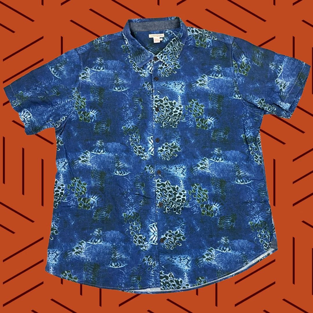 Carbon2Cobalt VINTAGE Carbon 2 Cobalt Shirt Mens XL Blue Green Hawaiian Tropical Vacation Linen Blend Size US XL / EU 56 / 4 - 1 Thumbnail