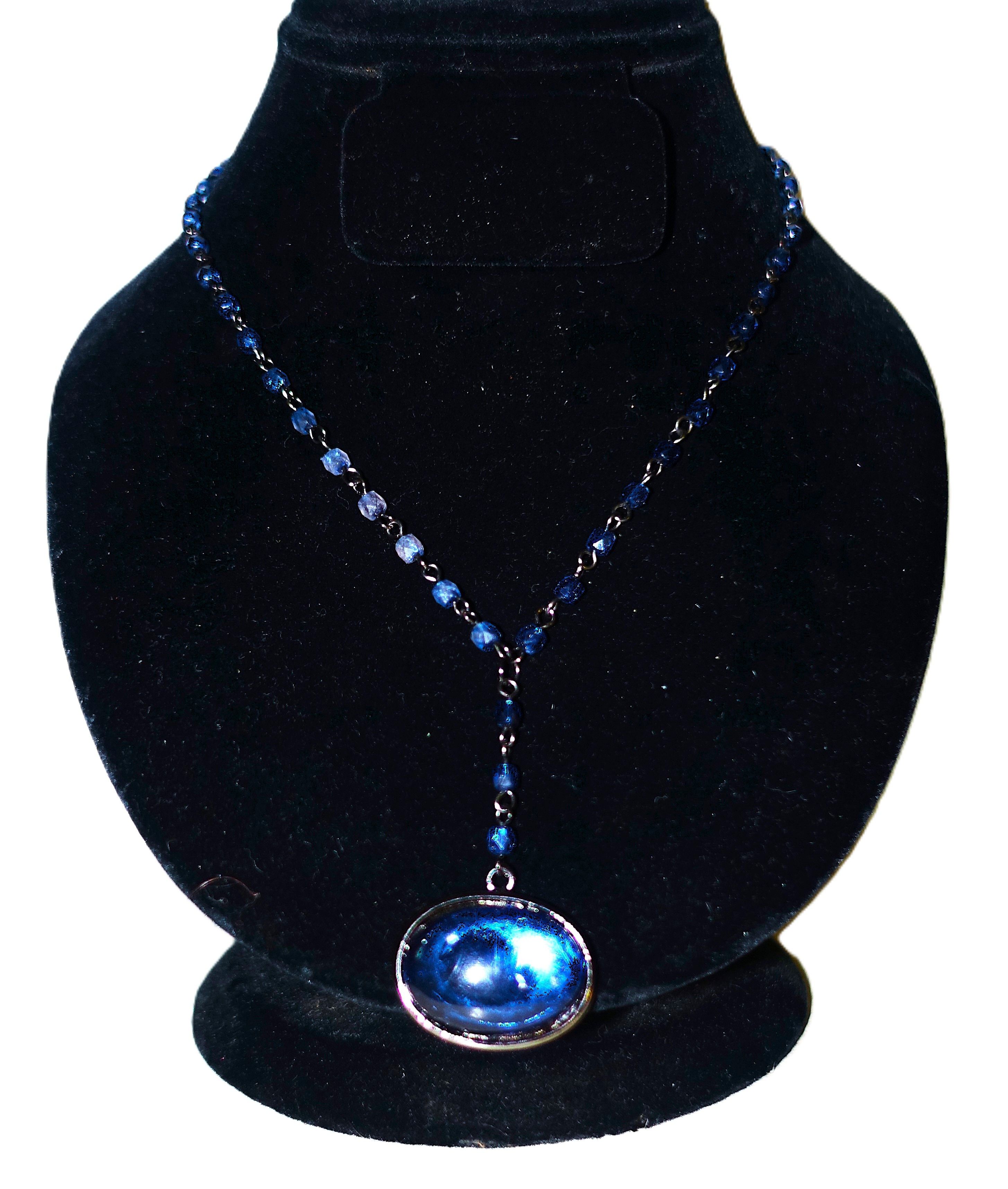 Other Claires Silver Tone Blue Bead Pendant Choker Necklace Size ONE SIZE - 5 Thumbnail