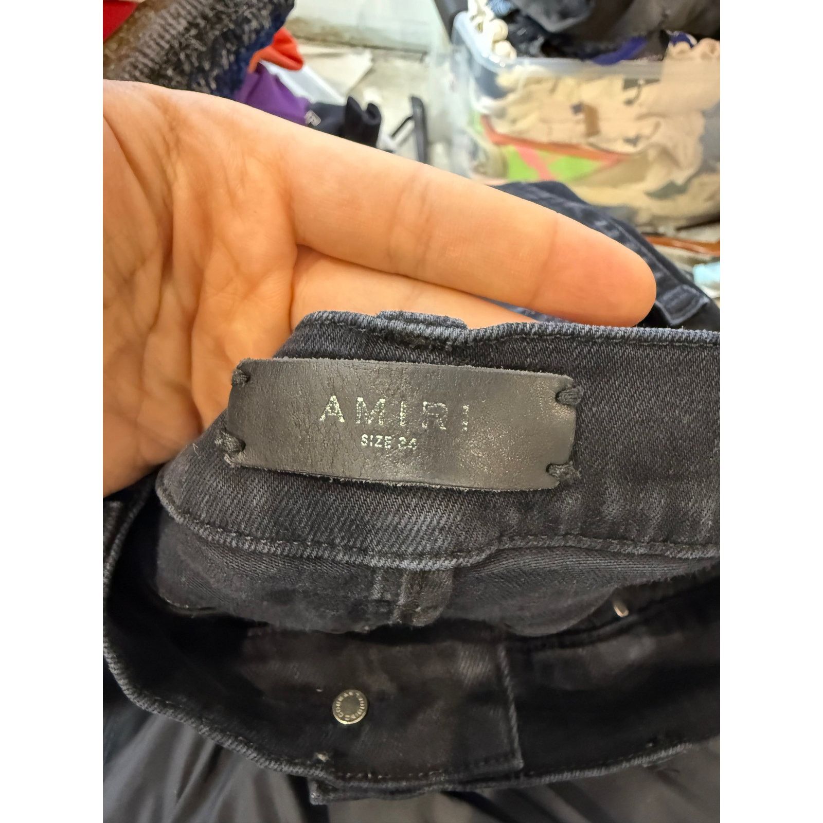 Amiri Amiri Teal Chain Patchwork Black Jeans (Ripped Knee) Used 34 Size US 34 / EU 50 - 2 Thumbnail