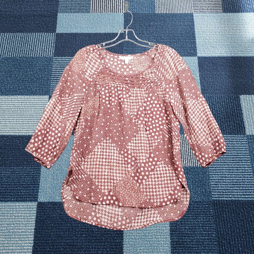 Vintage LC Lauren Conrad Blouse Womens Small Red Polka Dot Pleated 3/4 Sleeve Casual Size S / US 4 / IT 40 - 1 Thumbnail