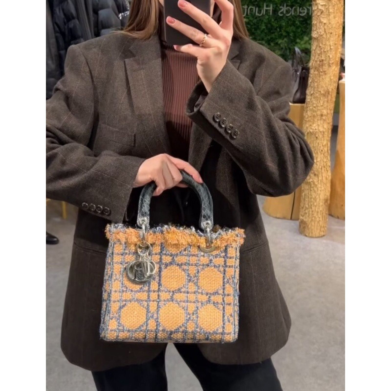 Dior Dior Lady Dior Medium Tweed Crocodile Handle Bag Size ONE SIZE - 13 Thumbnail