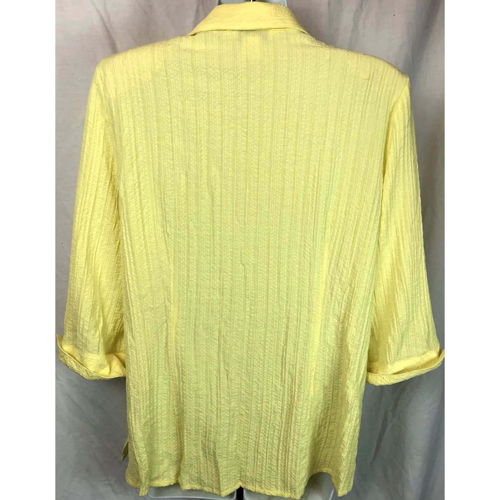 Vintage Allison Daley Gauzy Top Blouse 8 Yellow 3/4 Sleeve Button Up Collar Pocket Size M / US 6-8 / IT 42-44 - 3 Thumbnail