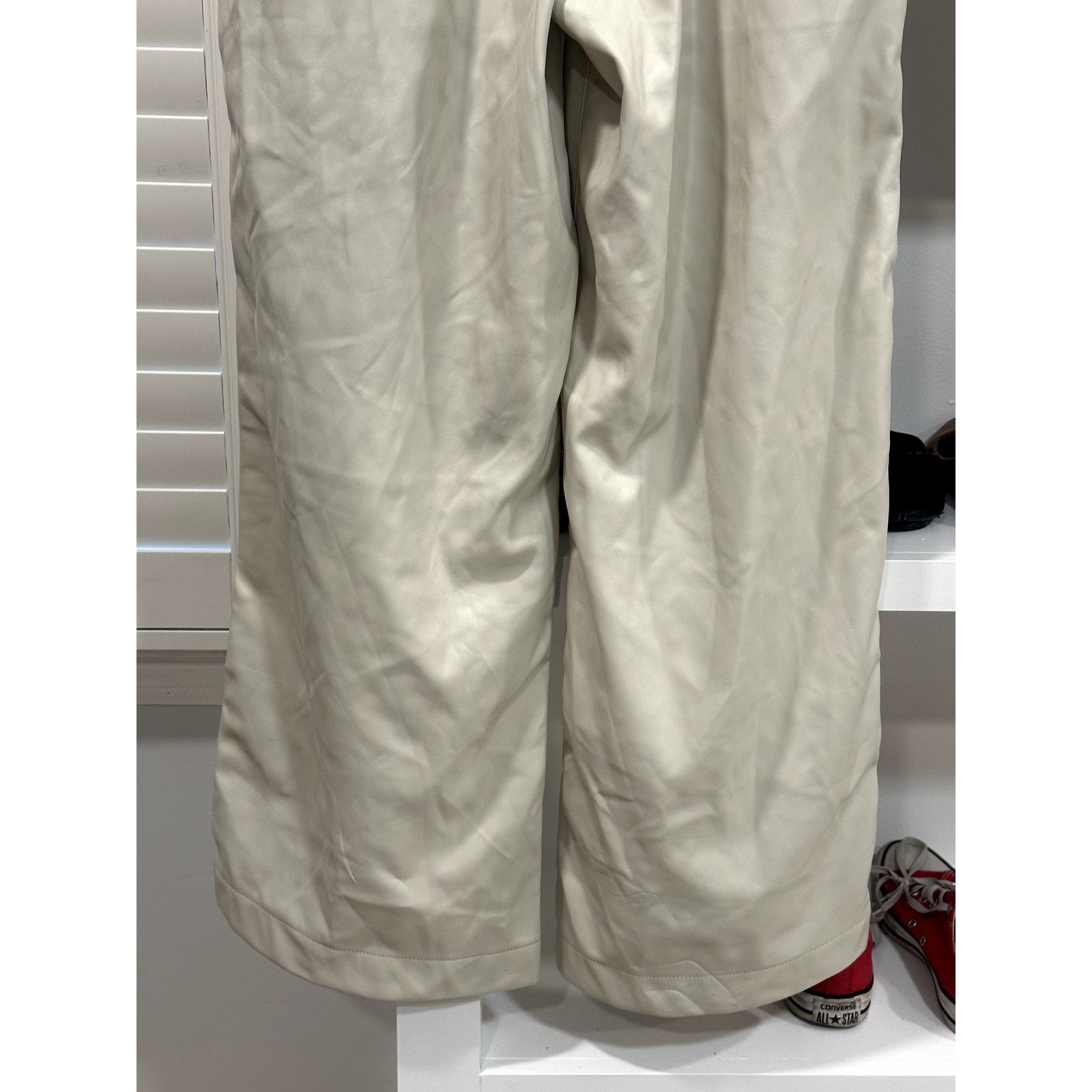 Topshop Topshop Faux Leather Super Wide Leg Tailored Pants Ecru 6 Size 28" / US 6 / IT 42 - 7 Thumbnail