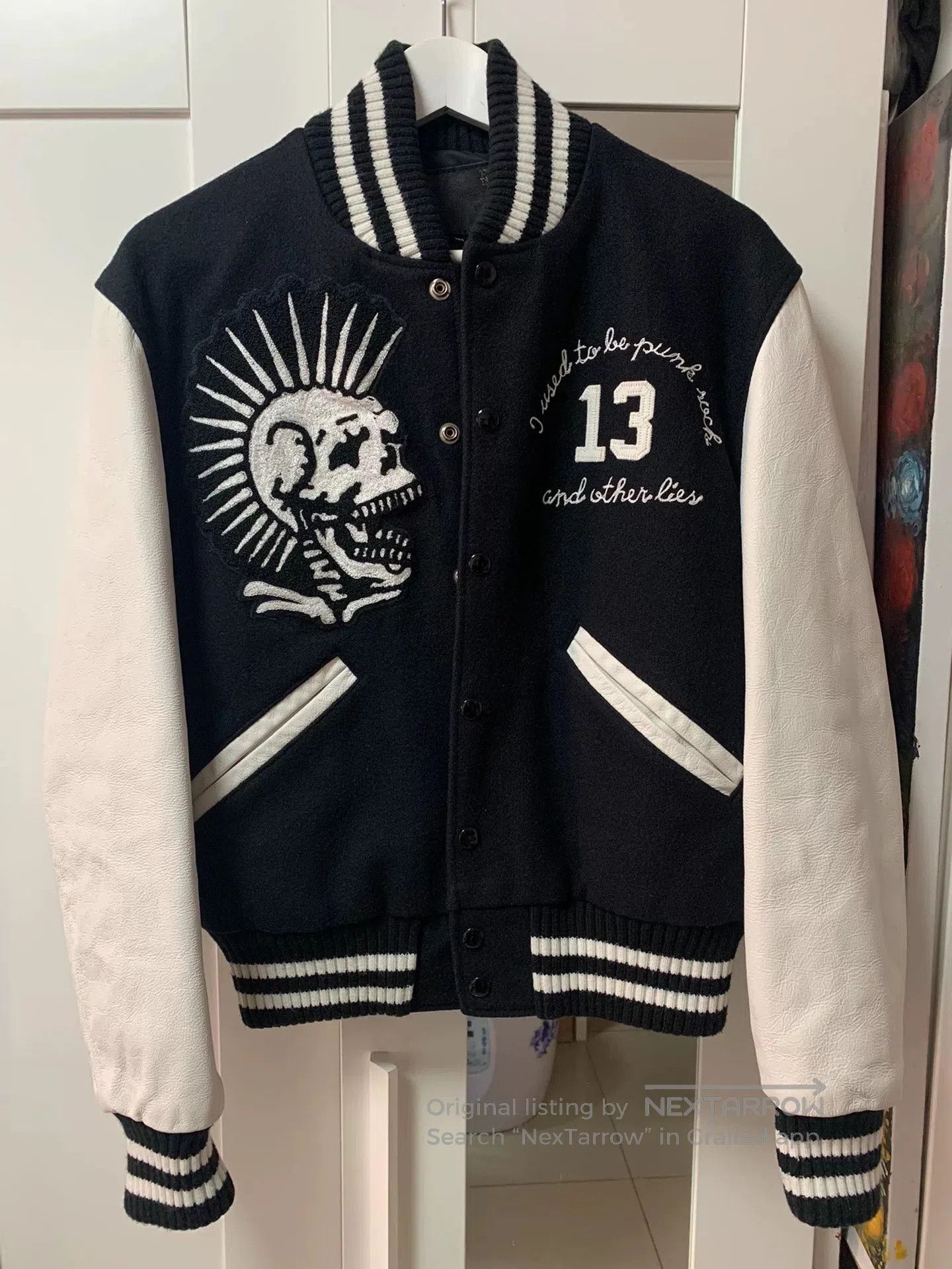 R13 R13 Vintage Leather Sleeve Varsity Jacket. Size US S / EU 44-46 / 1 - 1 Thumbnail