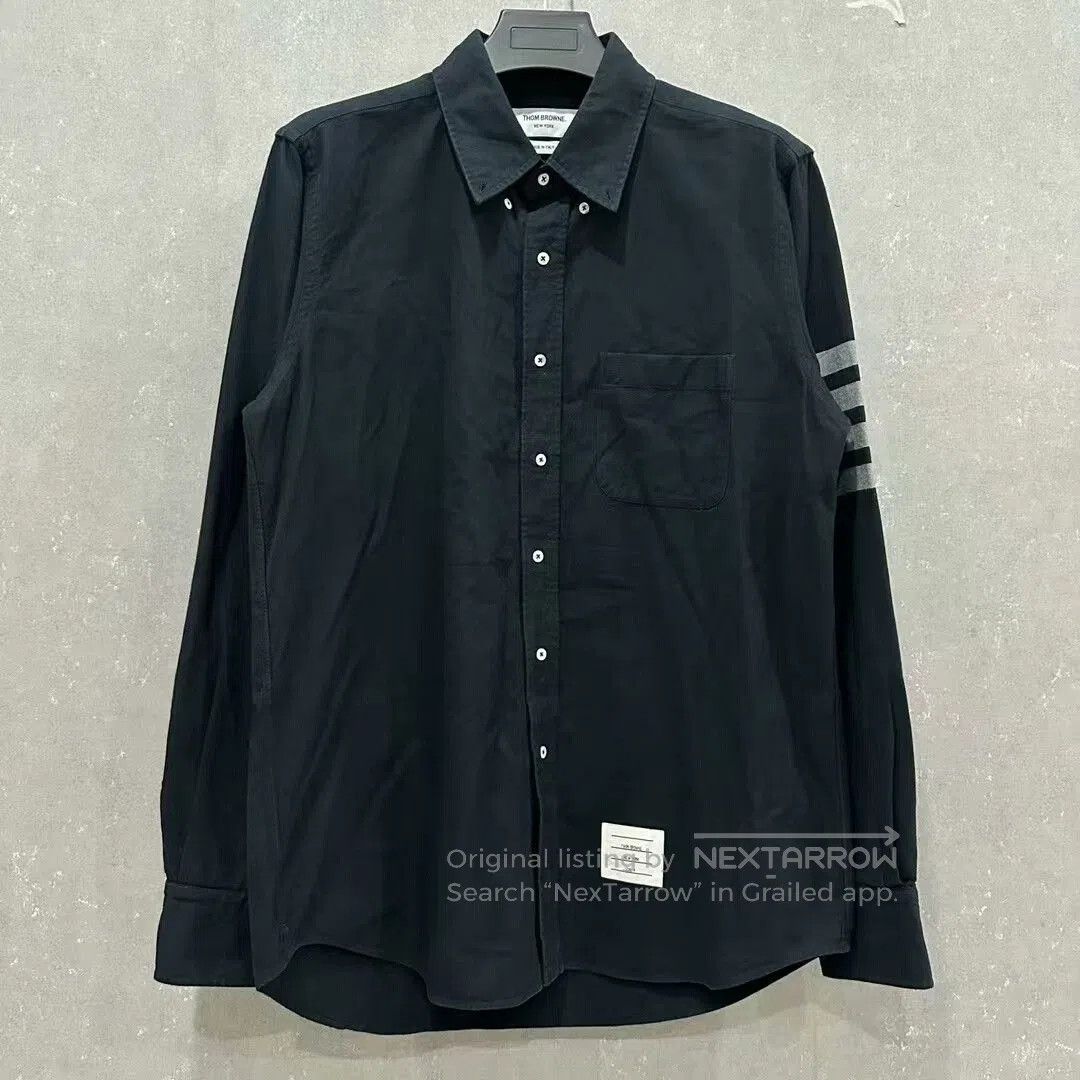 Thom Browne navy four-stripe shirt by Thom Browne. Size US M / EU 48-50 / 2 - 1 Thumbnail