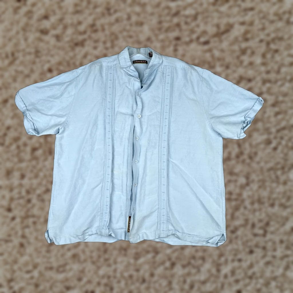 Cubavera Cubavera Shirt Men 2XL Blue Hawaiian Ramie Rayon Blend Short Sleeve Button-Up Casual, Party/Cocktail, Travel Aloha, Beach, Vacation, Resort Mens Size US XXL / EU 58 / 5 - 1 Thumbnail