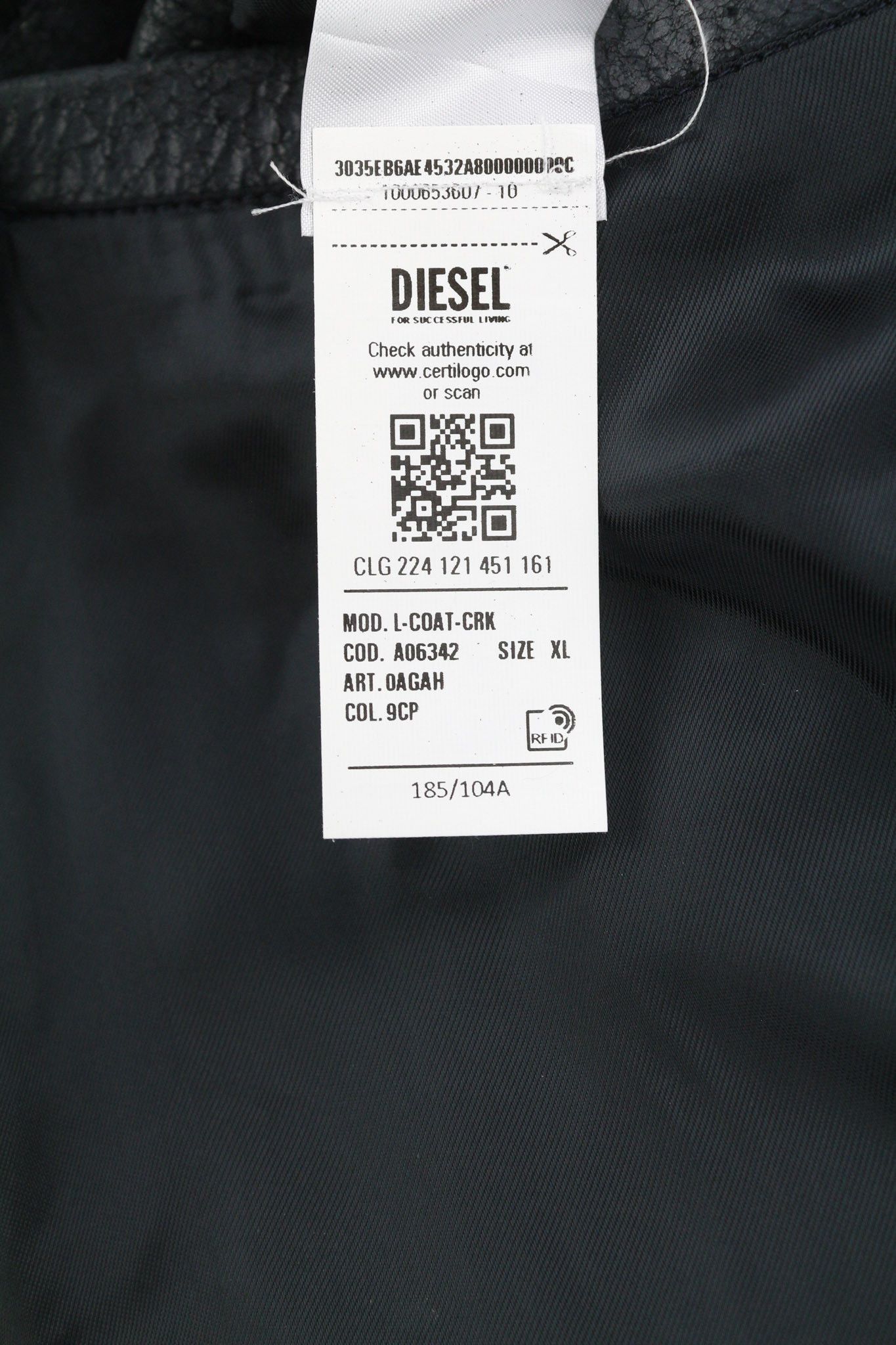 Diesel L-COAT-CRK XL Lambskin Leather Notch Lapel Coat 40084 Size US XL / EU 56 / 4 - 12 Thumbnail