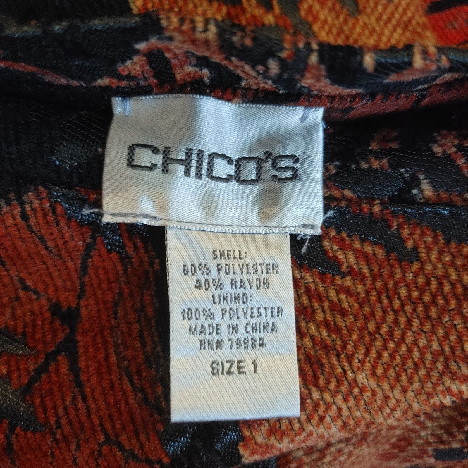 Other Chico's Women's 1 Reversible Red/Black/Gold Abstract Coat Size XL / US 12-14 / IT 48-50 - 5 Thumbnail