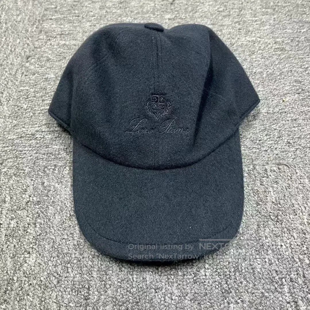 Loro Piana Navy Blue Cap with Embroidery.