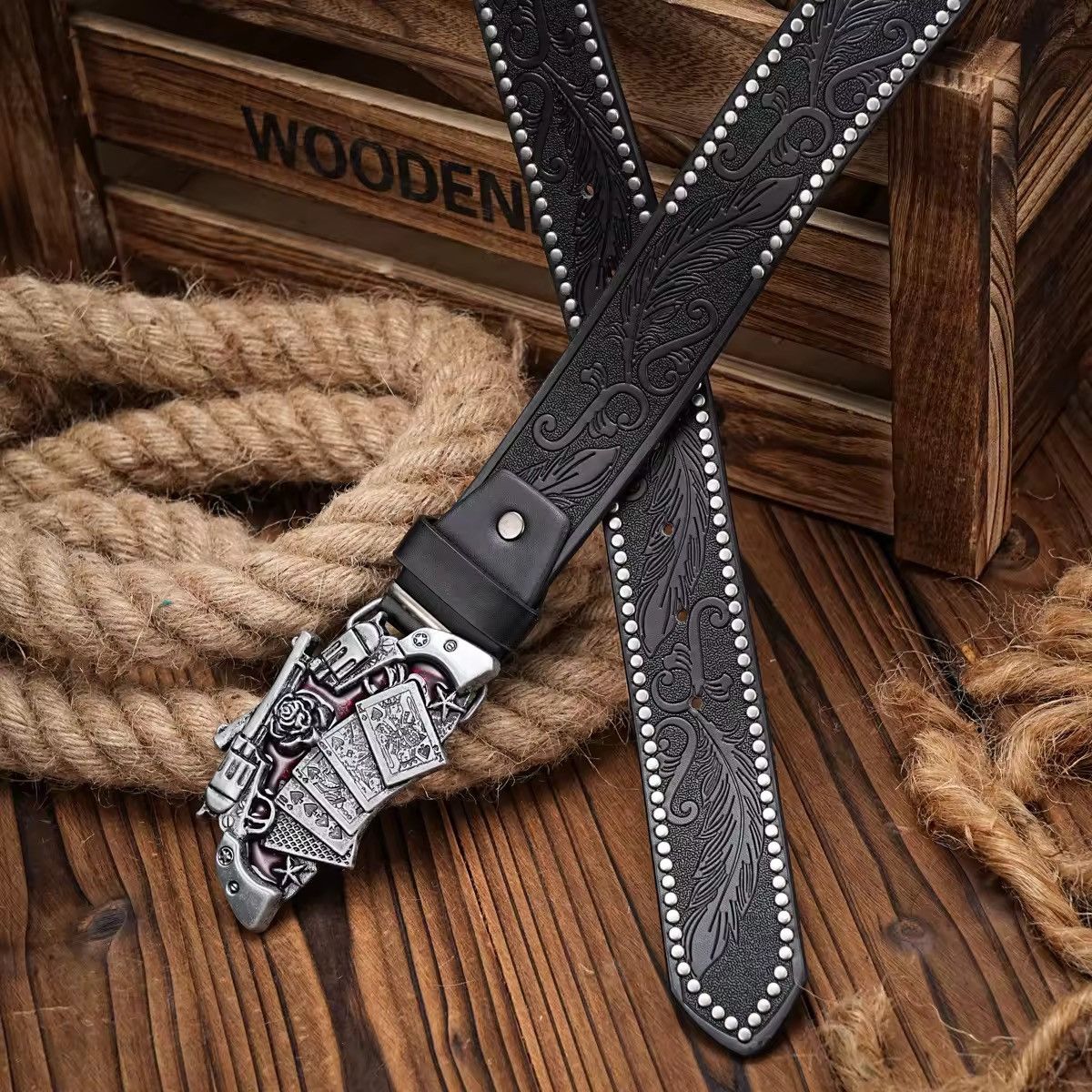 Vintage Vintage Retro Style Belt Riveted Belts Menswear Accessories Size ONE SIZE - 2 Thumbnail