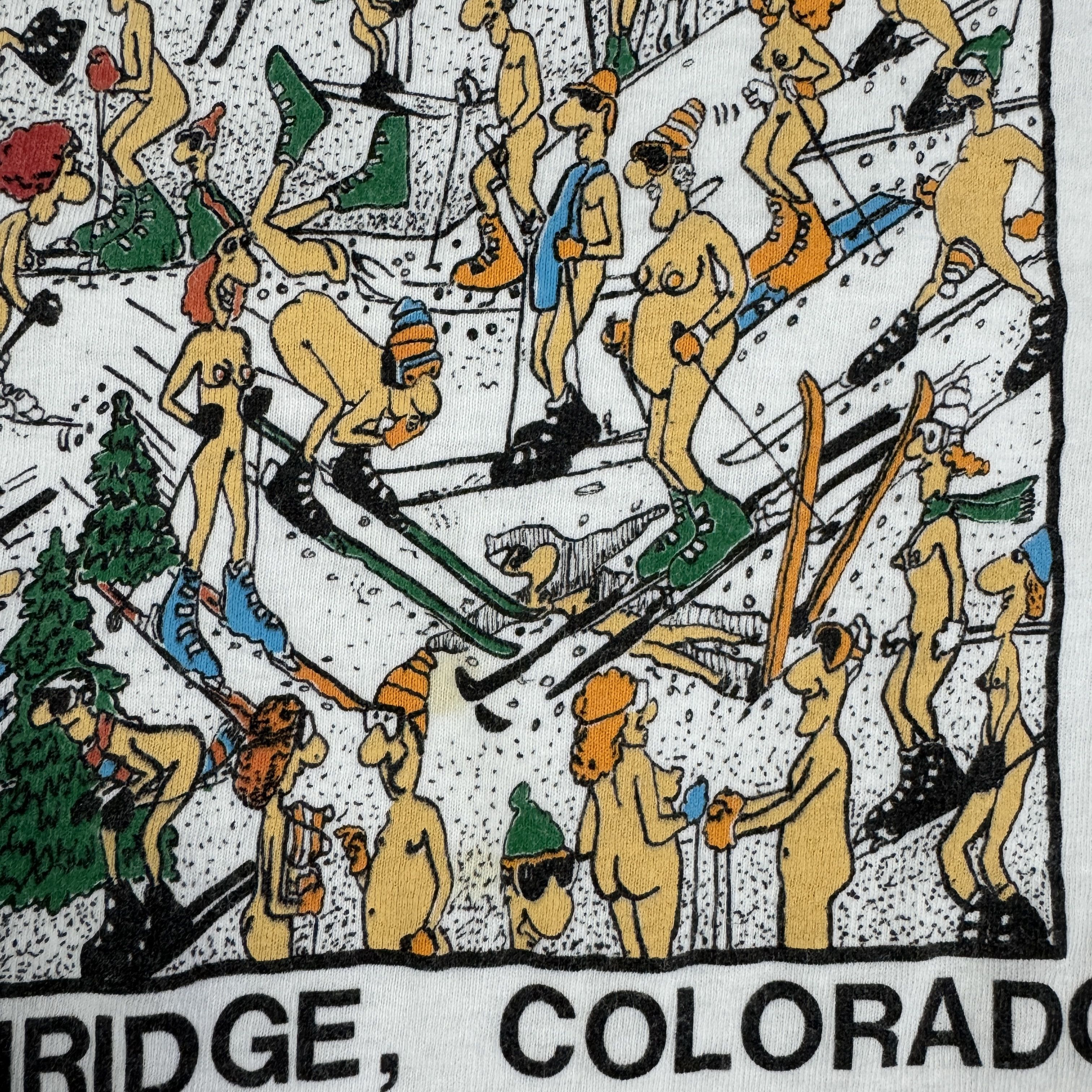 Vintage 80s Naked Ski Humor Shirt