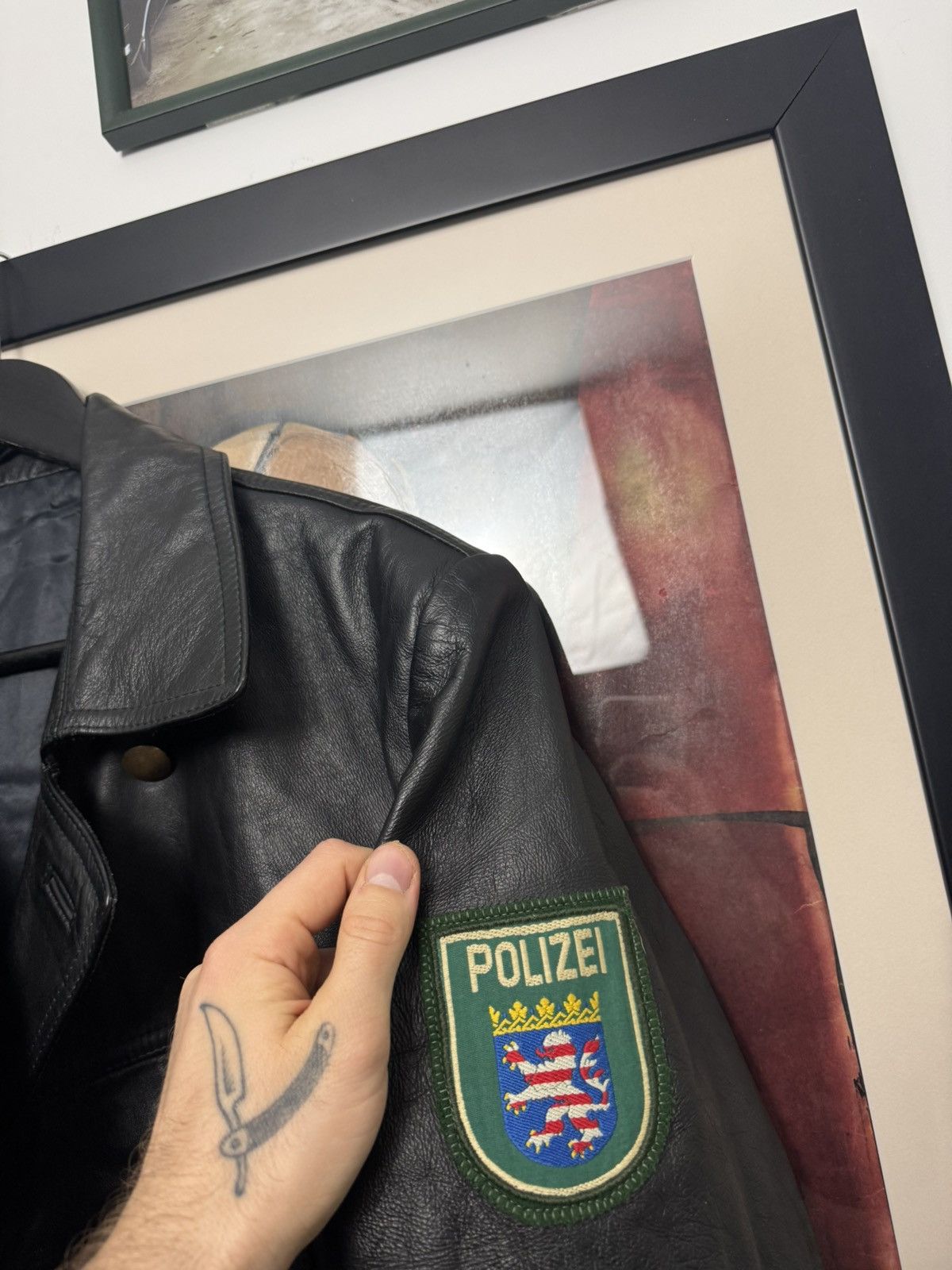 Vintage Polizei Vintage 80s OG German Leather Black Jacket Button Up Size US L / EU 52-54 / 3 - 4 Thumbnail