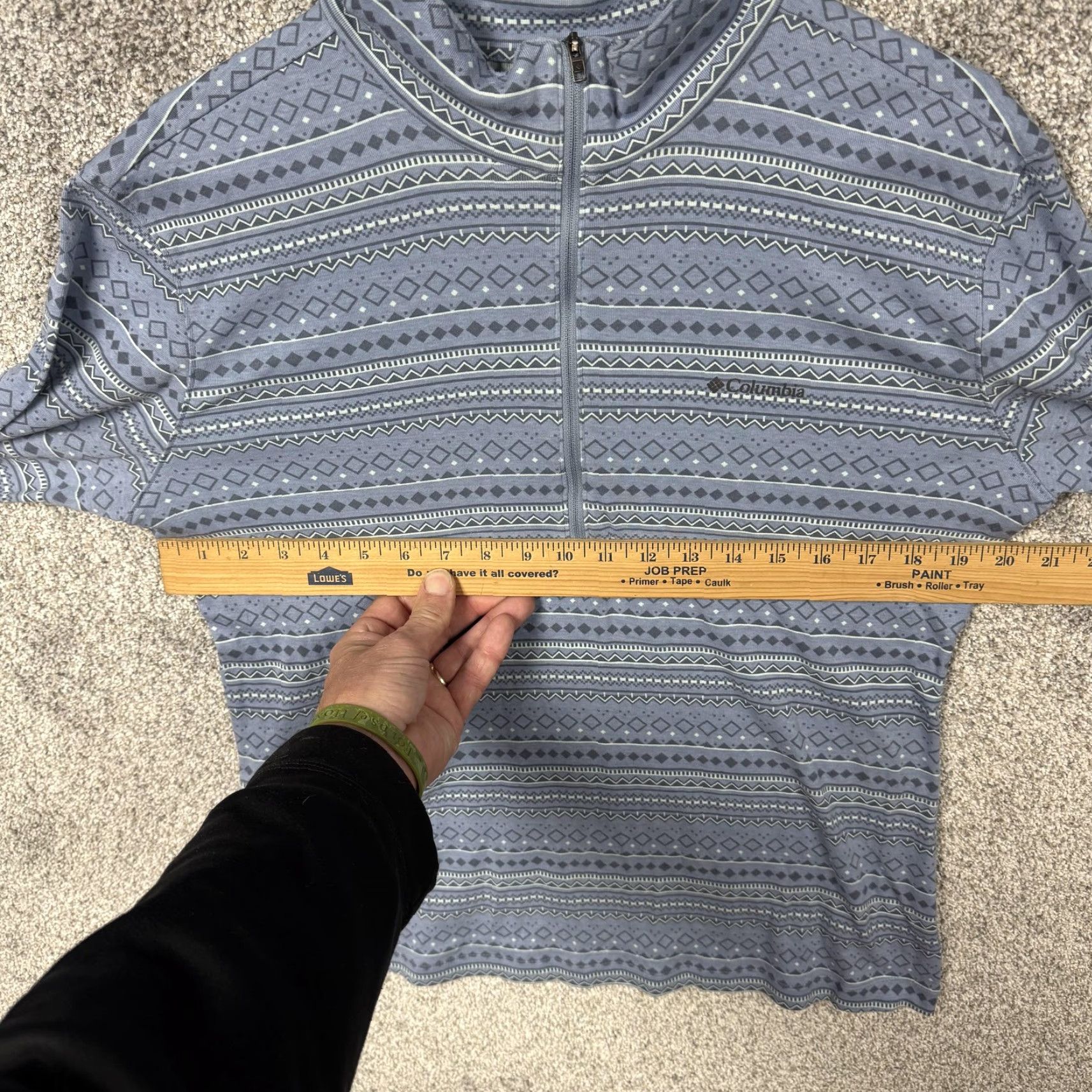 Vintage Columbia Pullover Womens XL Blue 1/4 Zip Mock Neck Long Sleeve Hiking All Seasons Geometric Pattern Size XL / US 12-14 / IT 48-50 - 4 Thumbnail
