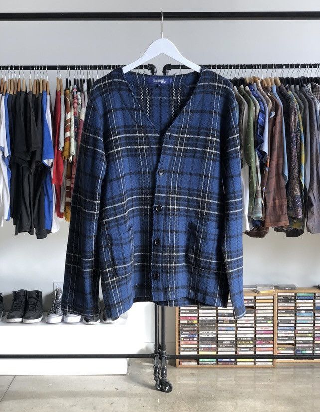 Comme des garçon plaid wool cardigan