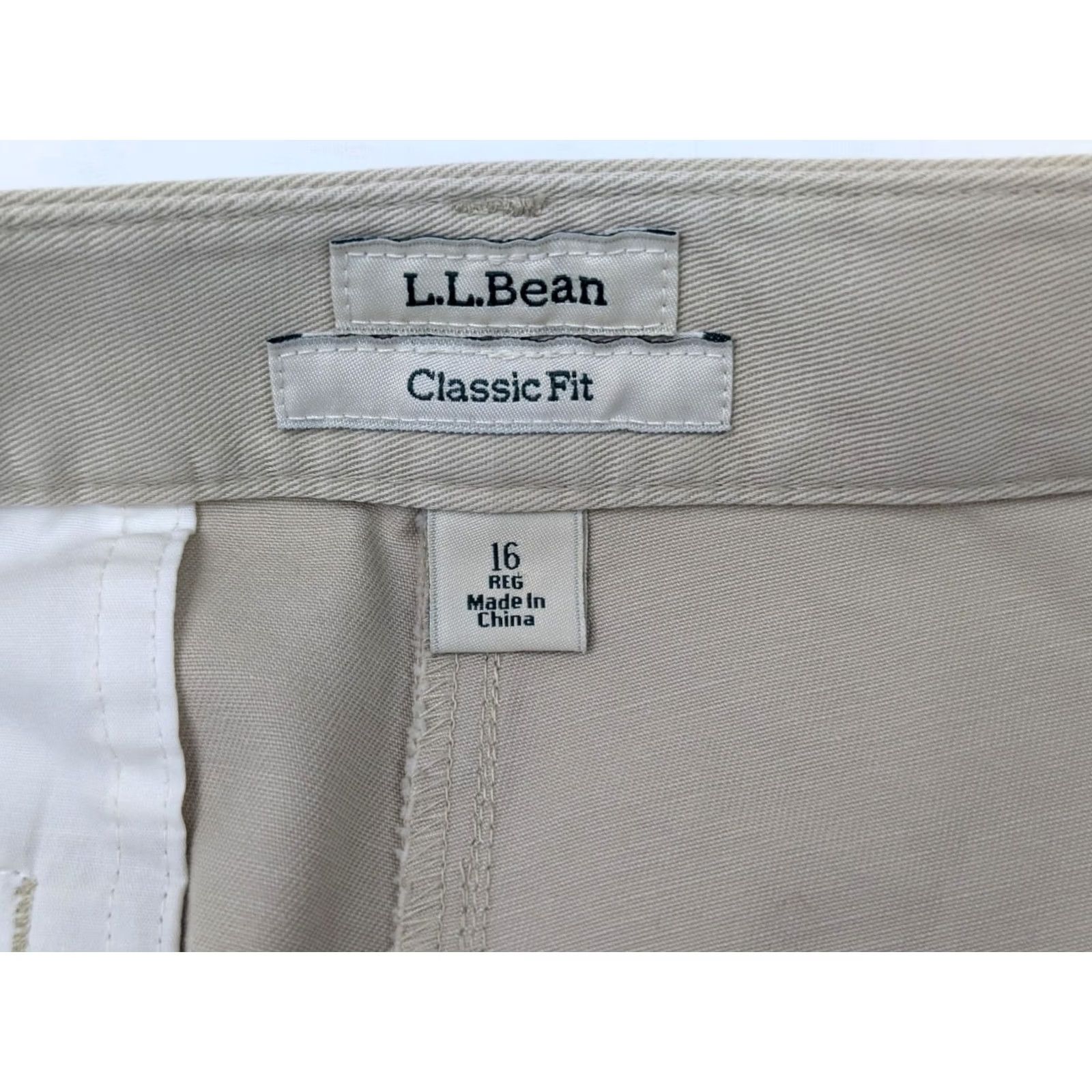 Vintage L.L. Bean Bayside Classic Fit Chino Straight Pants Women 16 Beige Stretch Flat Front SS16 Size 38" / US 16 / IT 52 - 7 Thumbnail