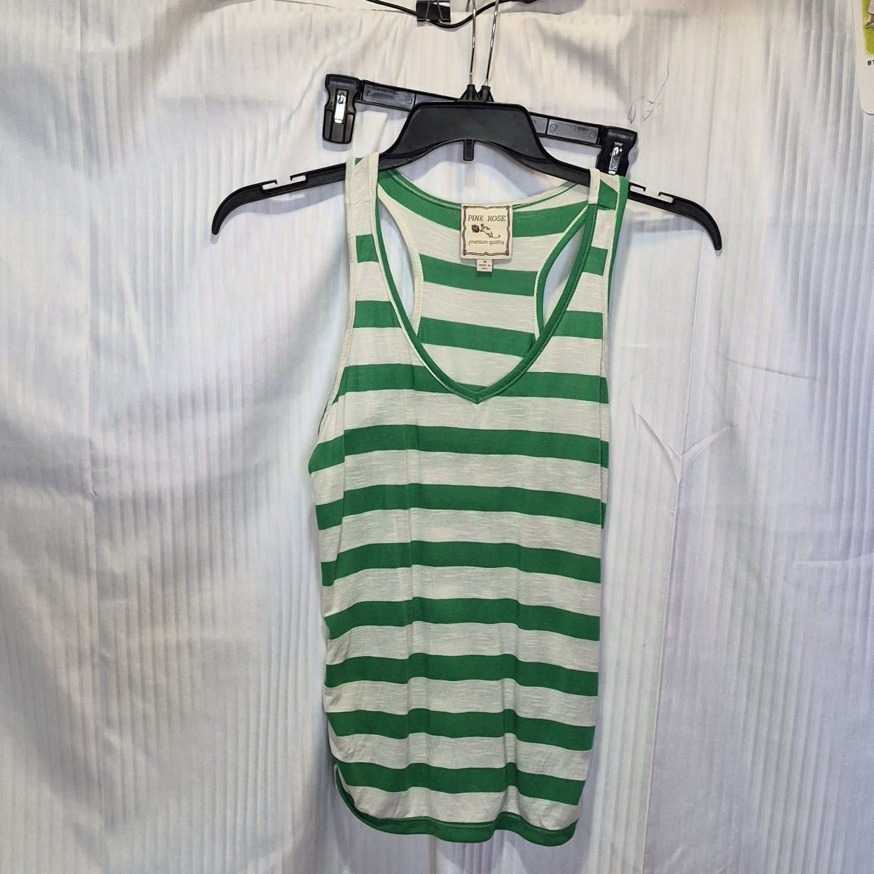 Other Pink Rose Med Green and White Striped Racerback Tank Size M / US 6-8 / IT 42-44 - 2 Thumbnail