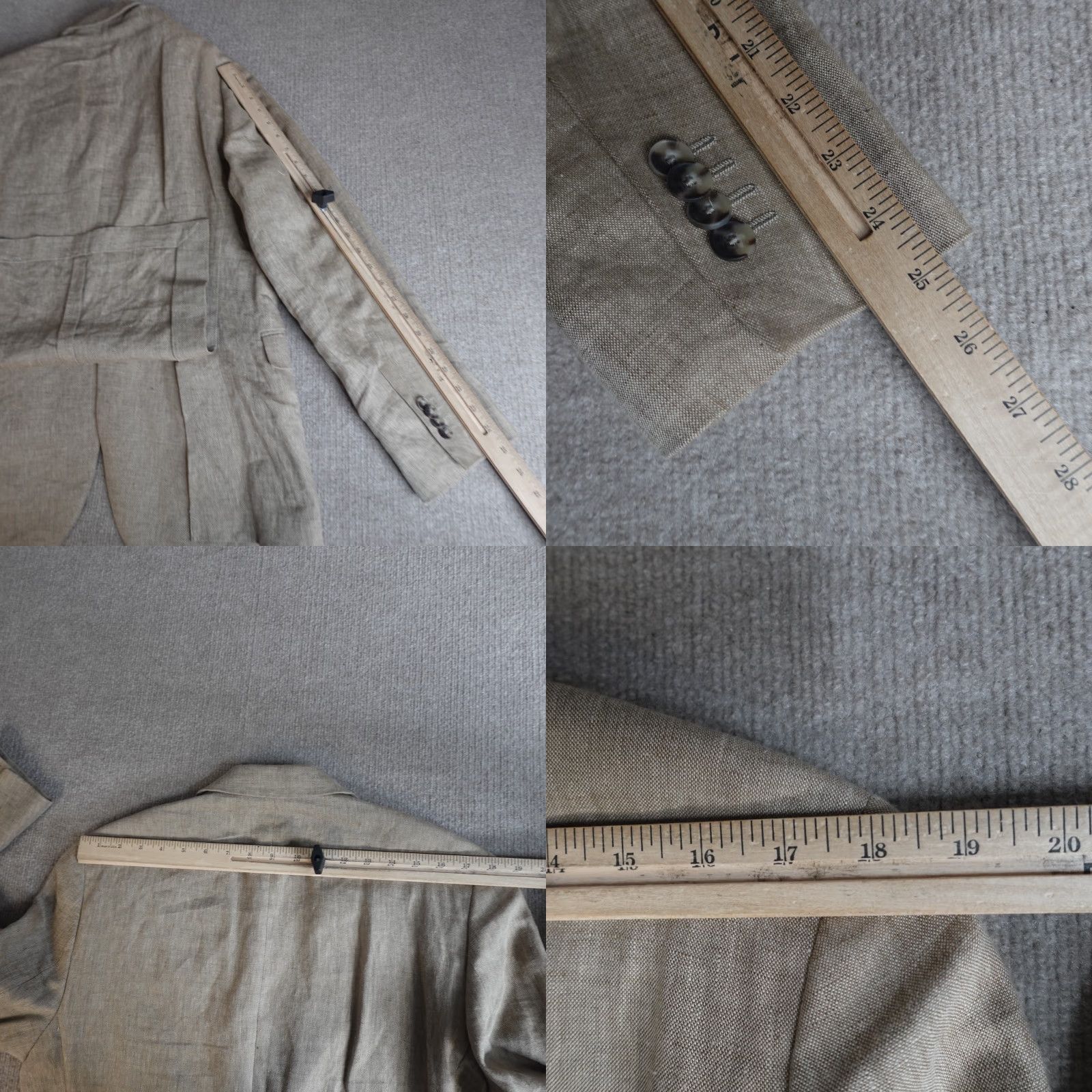 Mango Mango Mens Slim Linen Blazer 40R Beige Solid Notch Lapel 2-Button Short Vented Regular Fit Jacket Size 42R - 8 Thumbnail