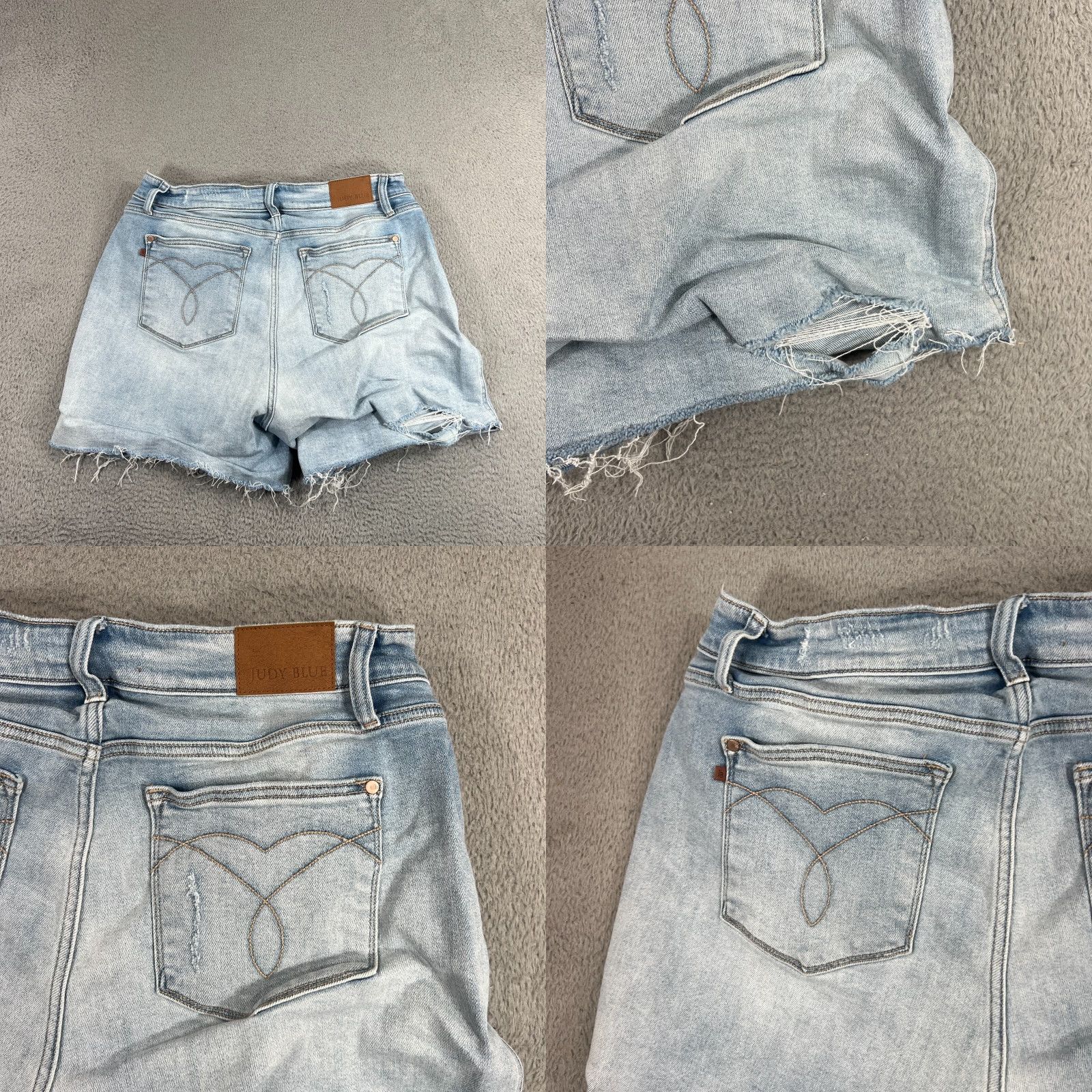 Denime JUDY BLUE Denim Cut-Off Shorts Women’s 2XL Blue Distressed Stretch JB15207LT Size 40" / US 18 - 8 Thumbnail