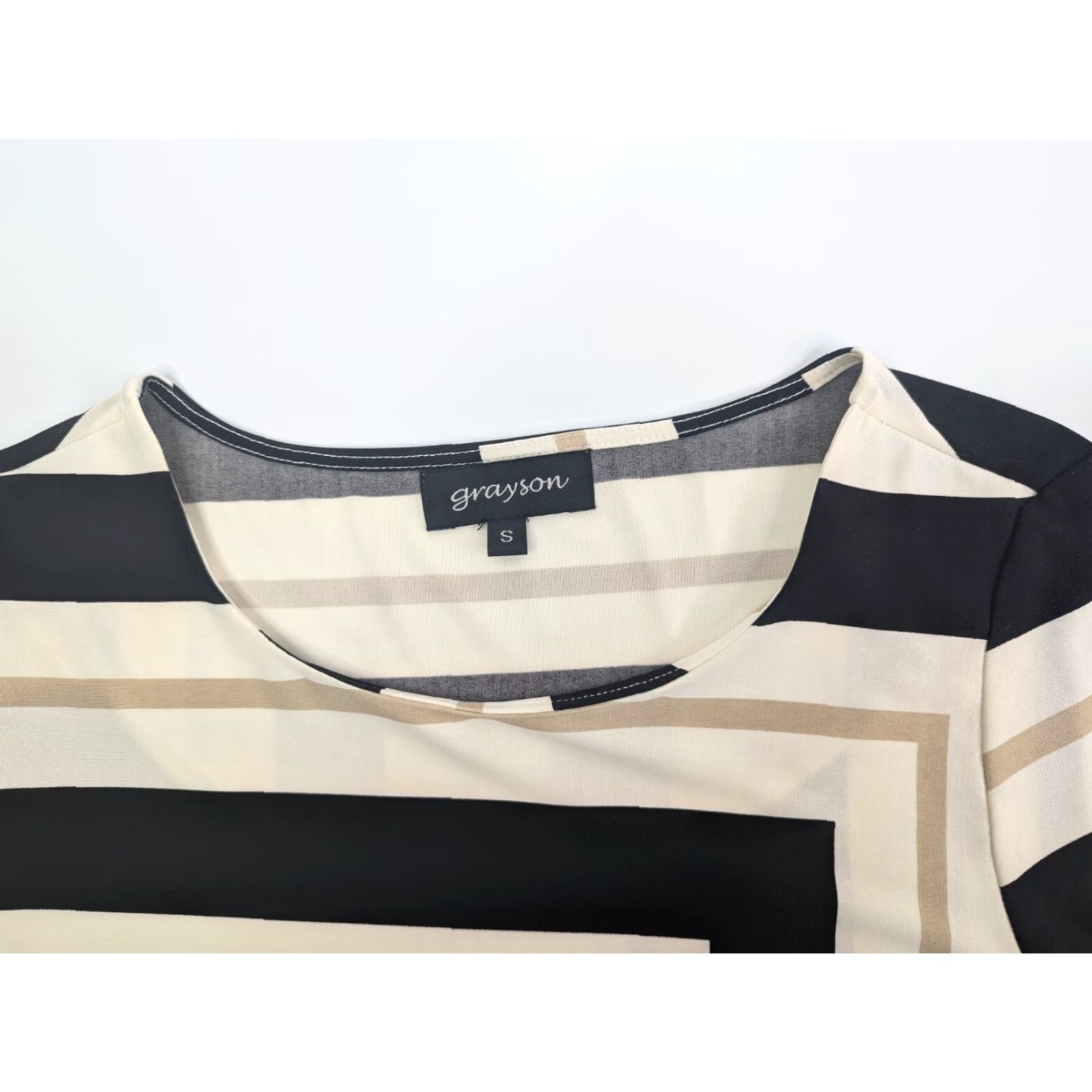 Bell Grayson Blouse Shirt Women’s Small Bell Sleeve Round Neck Striped Geometric Multicolor Modern Classic Style Size S / US 4 / IT 40 - 6 Thumbnail