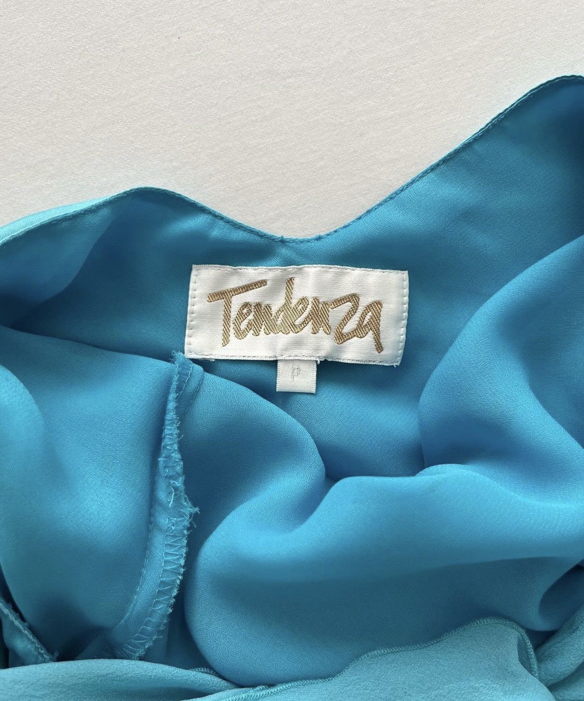 Vintage 100% Silk Turquoise Dress / Gown Size S / US 4 / IT 40 - 4 Thumbnail