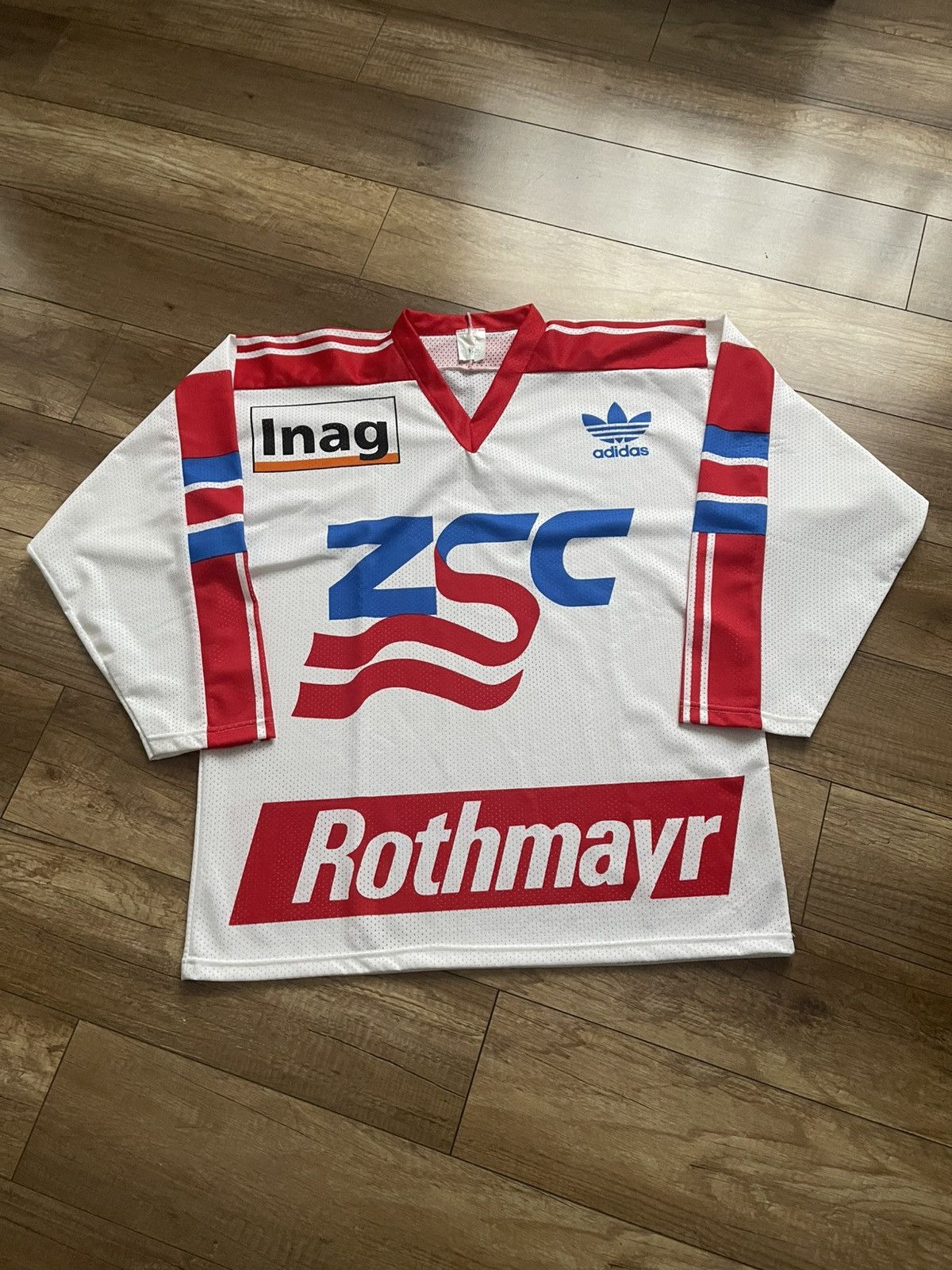 1990/1991 Adidas ZSC Lions Vintage Hockey Jersey Shirt