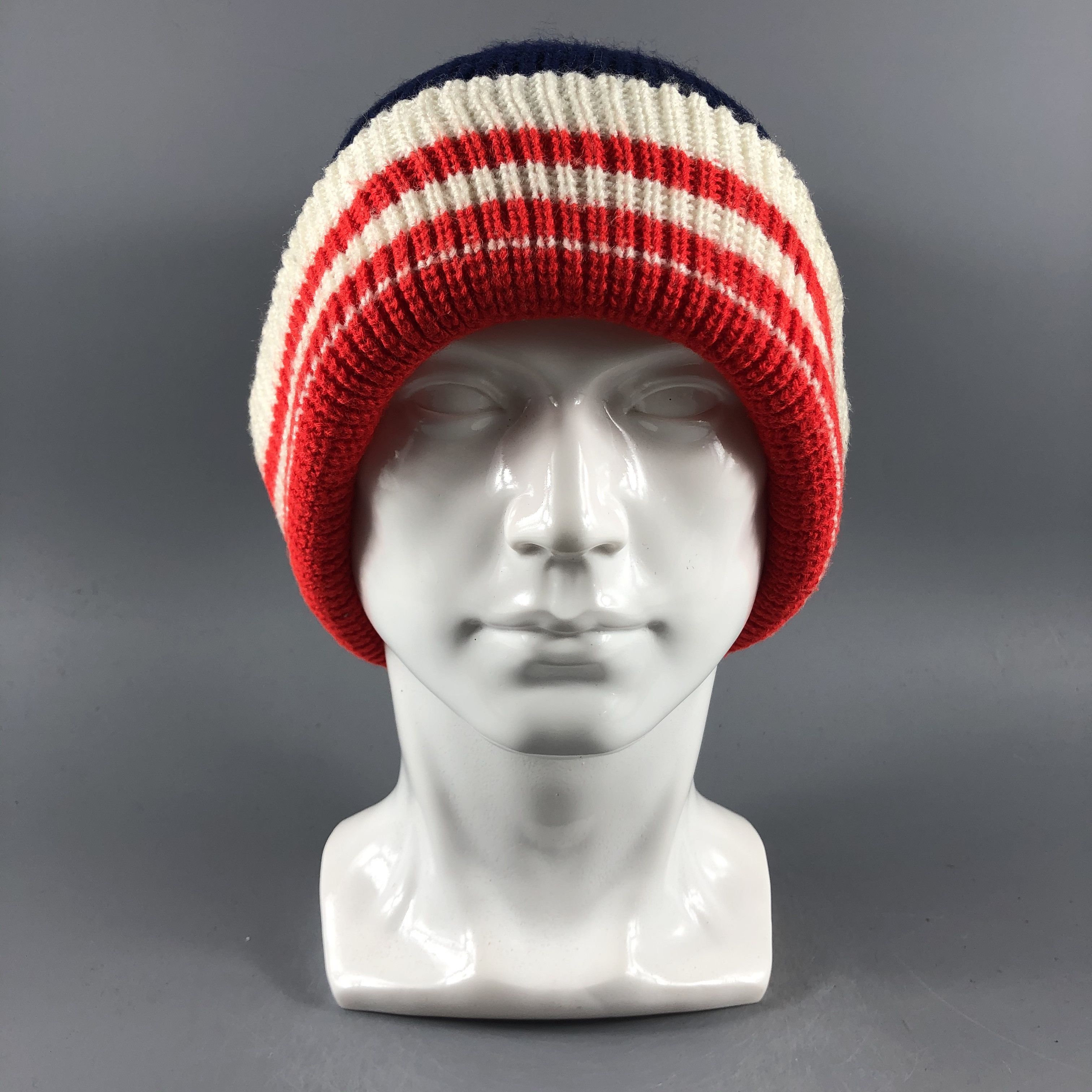 image of Vintage Stripe Slouchy Beanie Snow Hat Snow Cap -D103, Men's