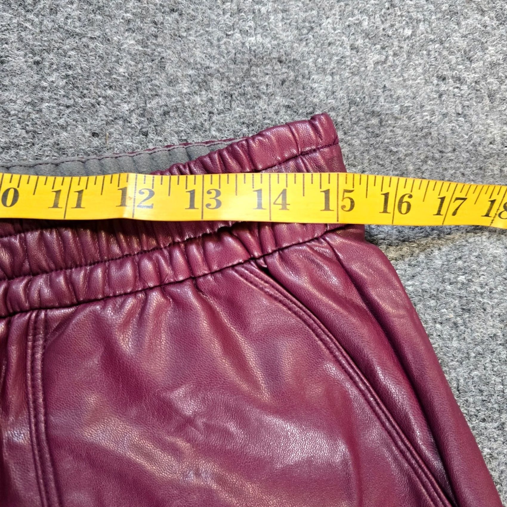 Nine West Nine West Pants Women Medium Red Burgundy Faux Leather Jogger Elastic Waist Tapered Inseam 28 in Front Flat Front Classic Fit Size 32" / US 10 / IT 46 - 6 Thumbnail