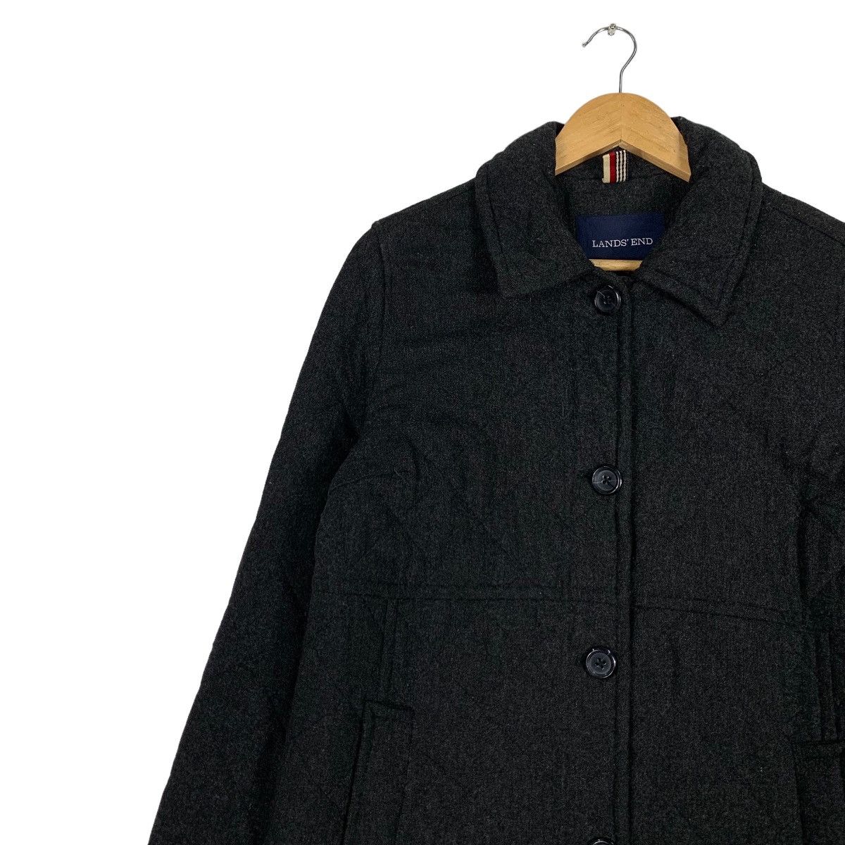 Lands' End LANDS’ END Primaloft Wool Rayon Black Coat #1132-C52 Size L / US 10 / IT 46 - 6 Thumbnail