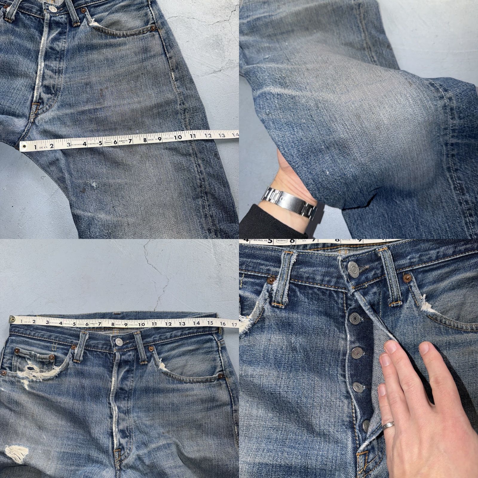 Levi's VINTAGE Levi's 501 Jeans Men 31x30 Blue Denim USA 1960s Redline Selvedge 60s 66 XX Flat Front Straight Size US 31 - 8 Thumbnail