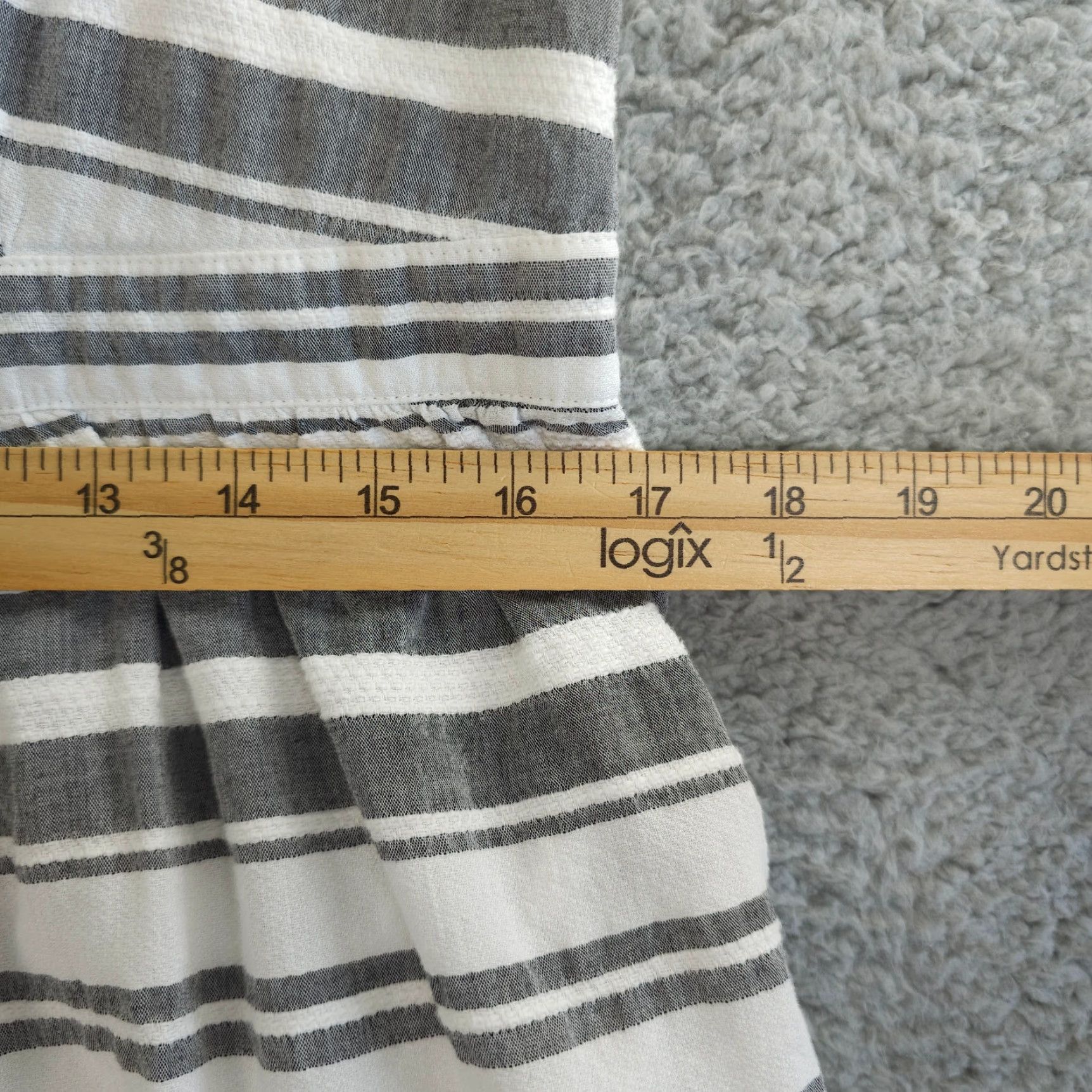 Loft VINTAGE LOFT Dress Womens L Gray White Striped Fit Flare Knee Casual Pockets Size L / US 10 / IT 46 - 6 Thumbnail