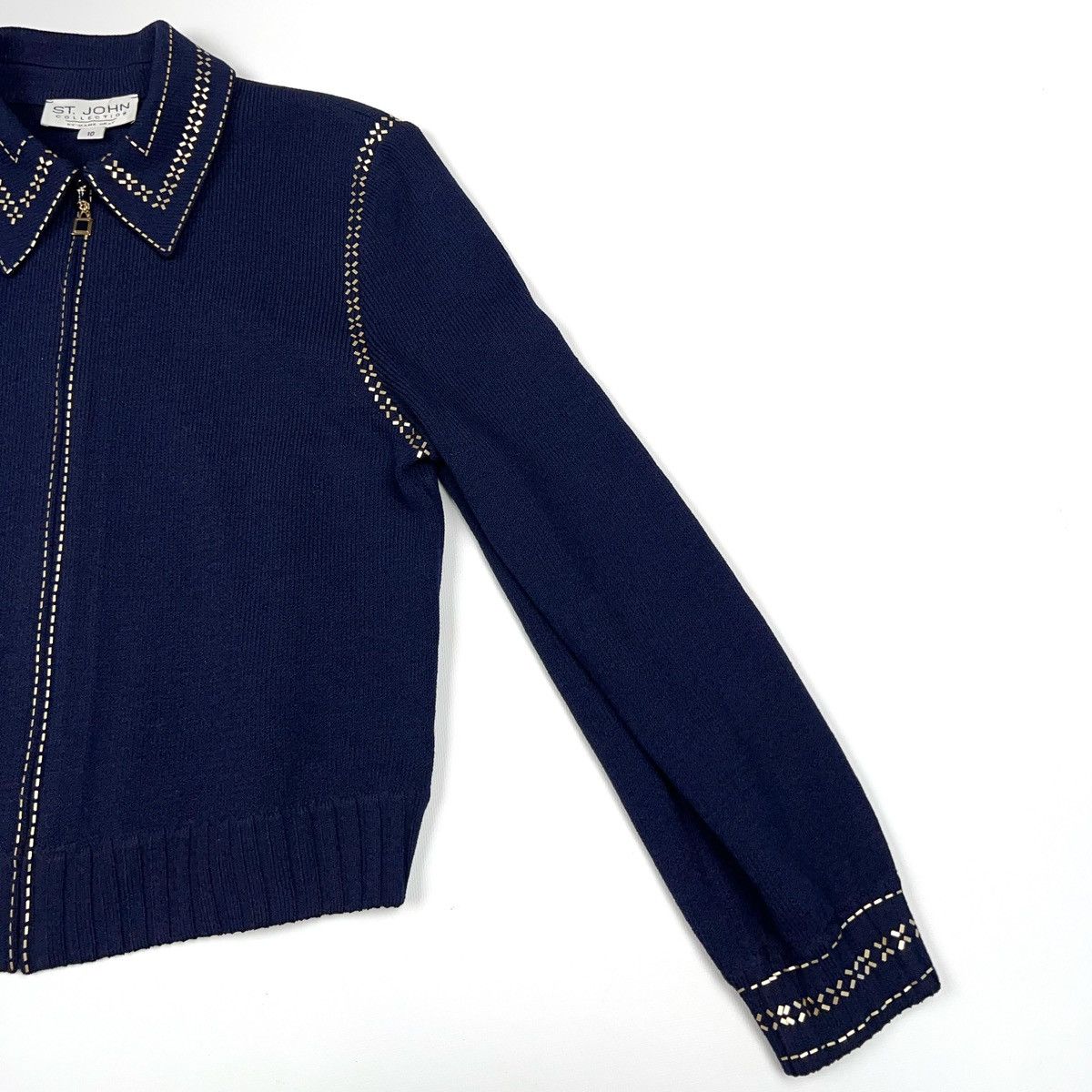 St. John St John Collection Knit Zip Cardigan Sweater made in USA Size L / US 10 / IT 46 - 7 Thumbnail