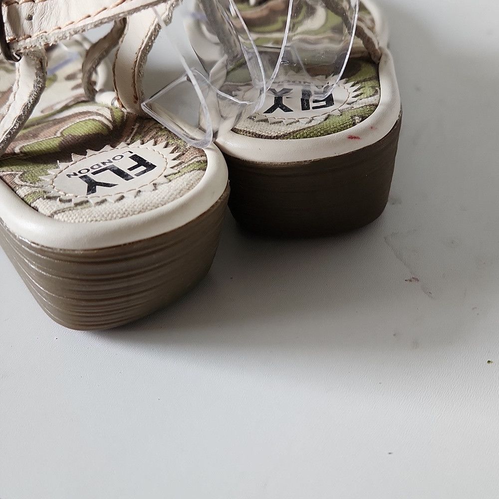 Fly London FLY LONDON | Leather Thong Sandals Wedges White Sz 40 Size US 10 / IT 40 - 4 Thumbnail