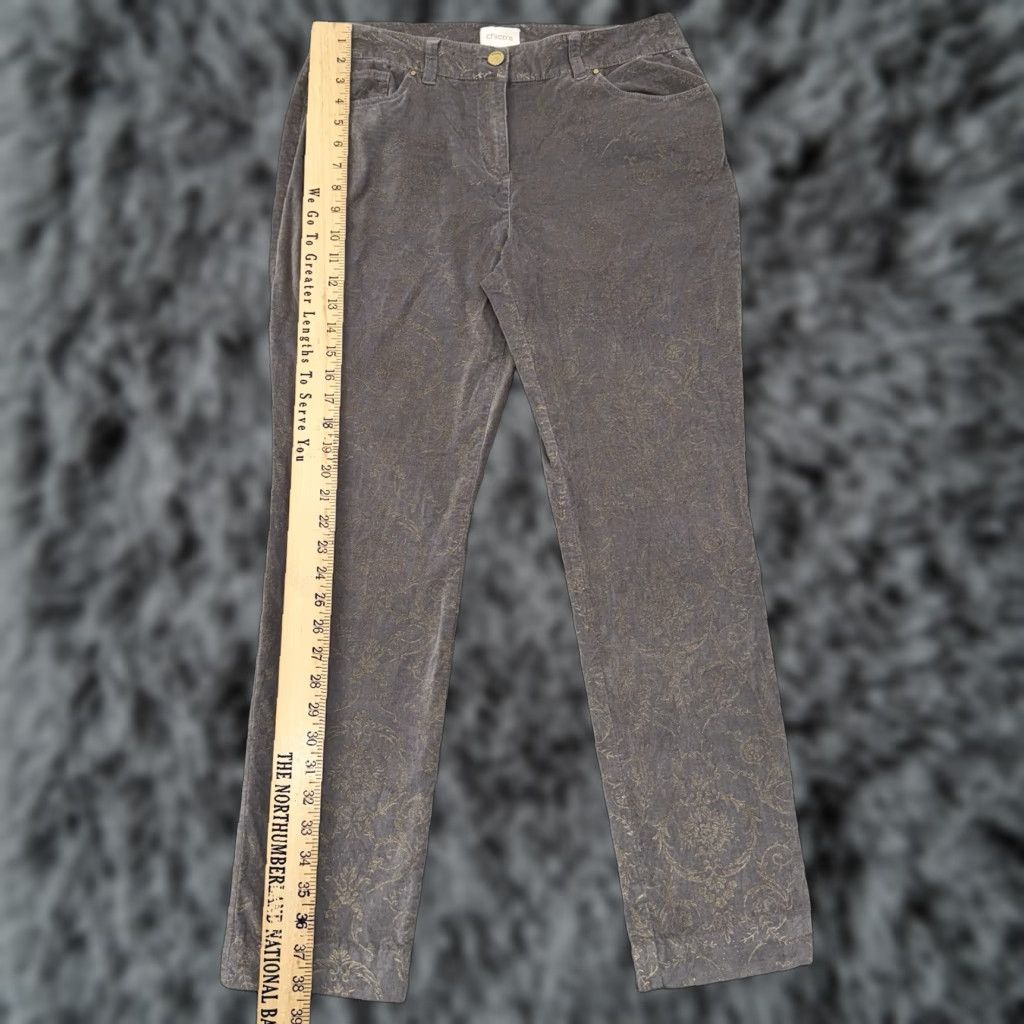 Vintage Chico's Pants Women Sz 0 Velvet Baroque Embellished Whimsigoth Boho Romantic Chic Casual Style Ankle HIp? Size 25" / US 0 / IT 36 - 1 Thumbnail