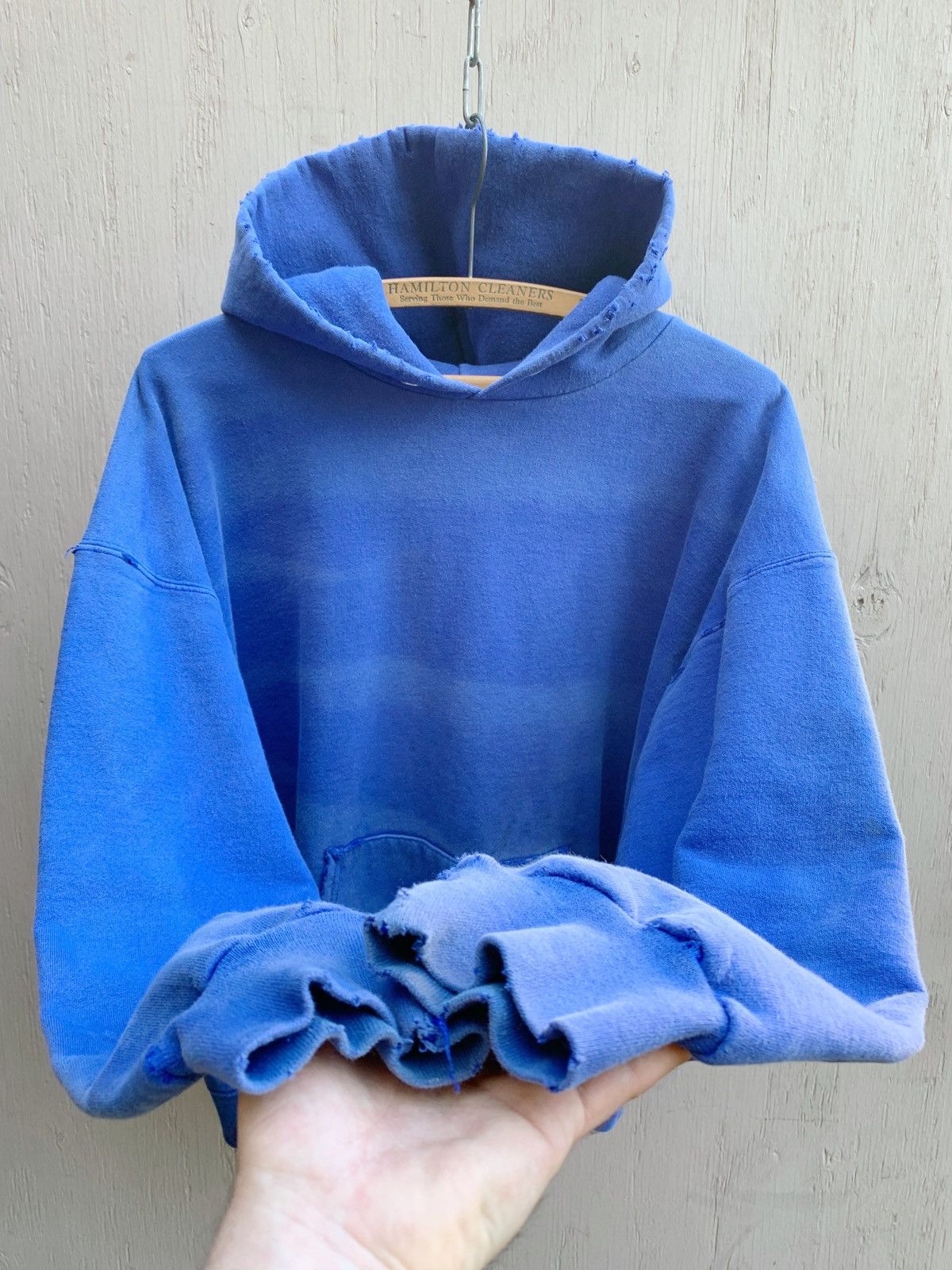 Vintage Thrashed Sun Faded Distressed BOXY Blank Hoodie ERD GRUNGE Size US L / EU 52-54 / 3 - 5 Thumbnail