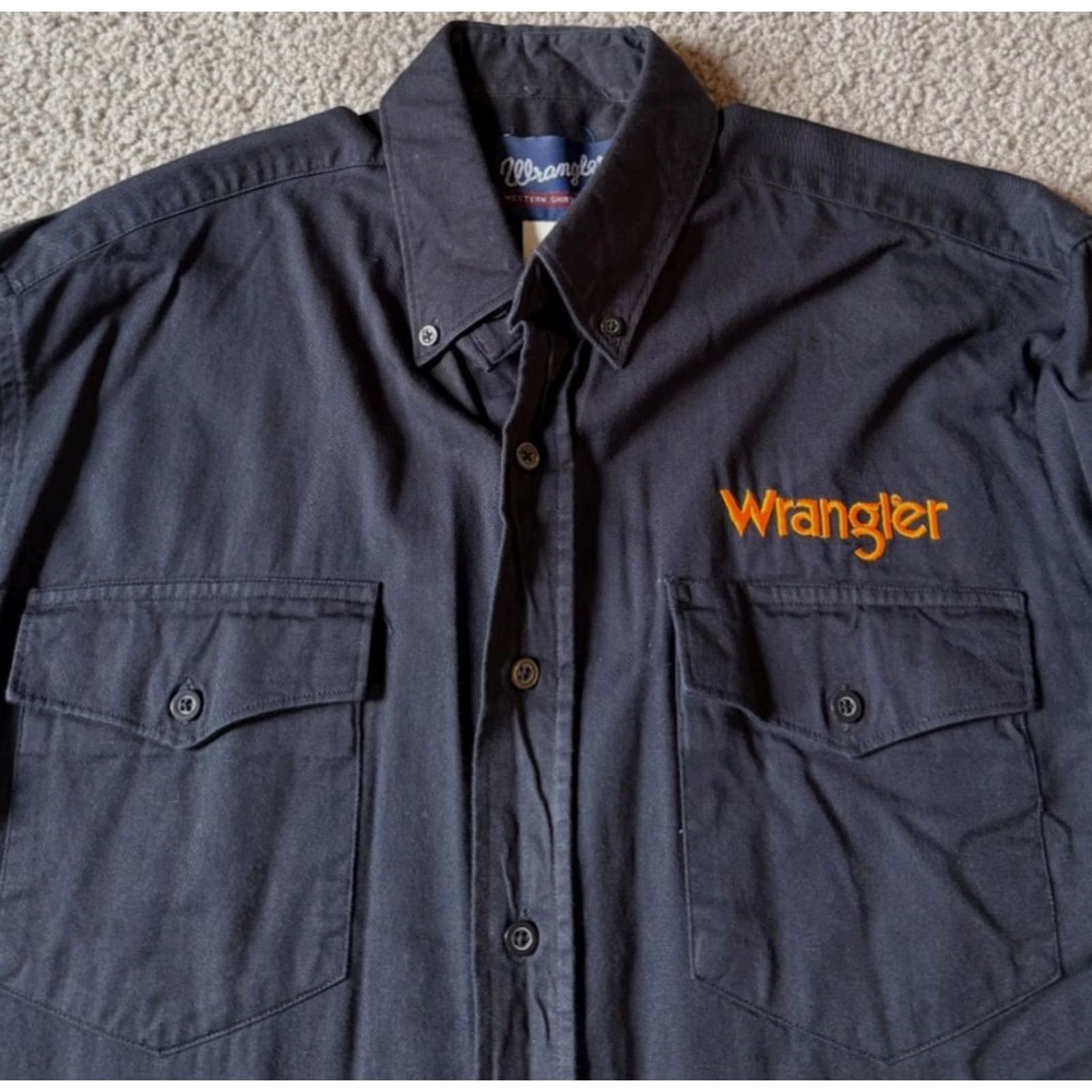 Wrangler Wrangler Shirt Medium Black Embroidered Logos Long Sleeve Button Up Western Cowboy Men's Size US M / EU 48-50 / 2 - 3 Thumbnail
