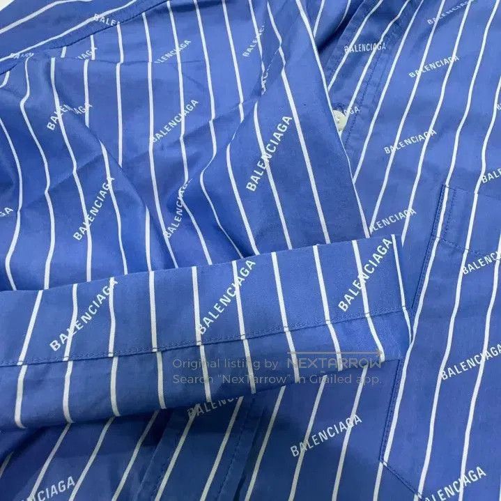 Balenciaga Balenciaga Striped Logo Print Short Sleeve Shirt. Size US M / EU 48-50 / 2 - 8 Thumbnail