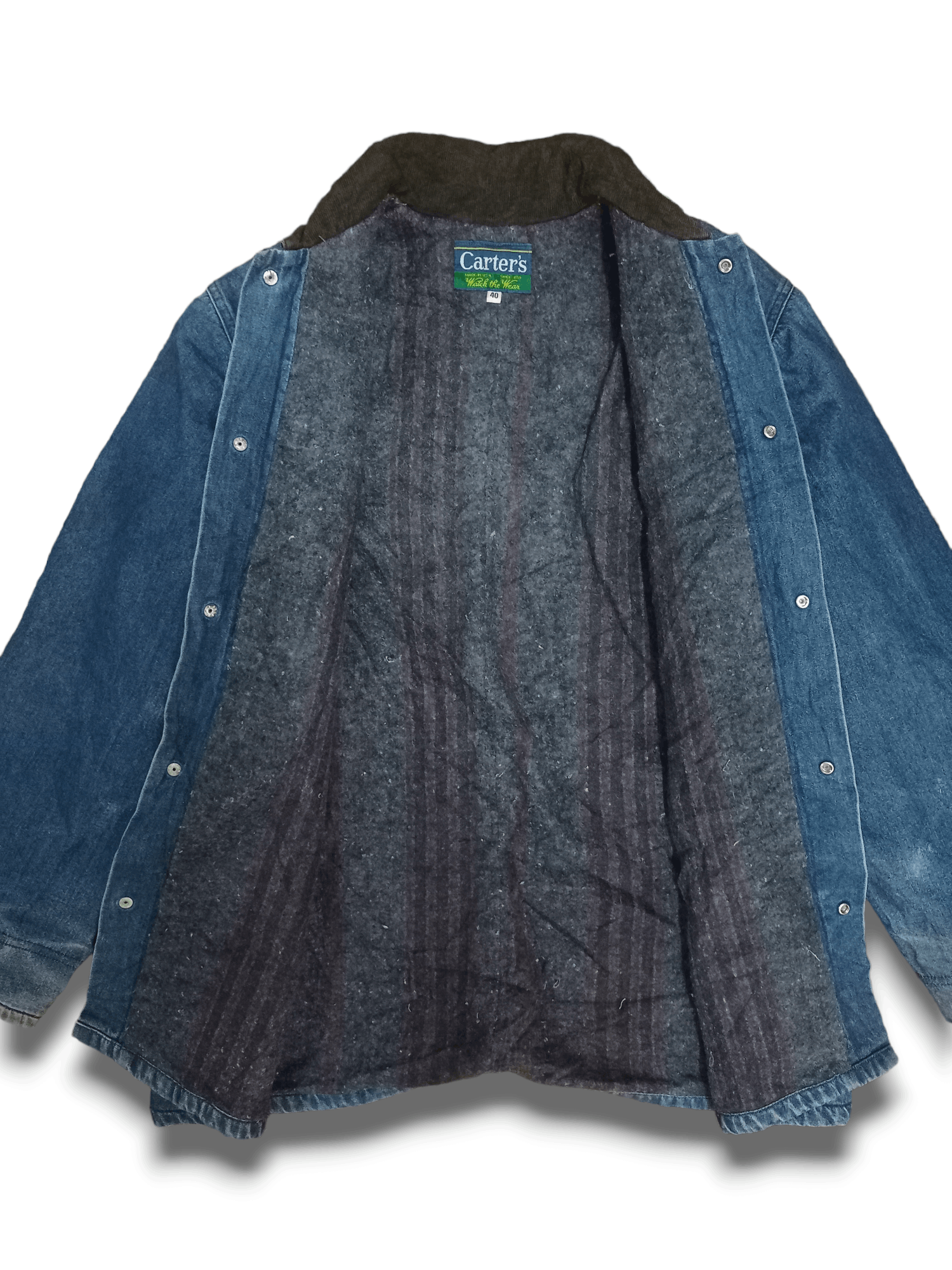 Designer Vintage 80s Carter's Blue Jeans Distressed Denim Jacket Size US L / EU 52-54 / 3 - 6 Thumbnail