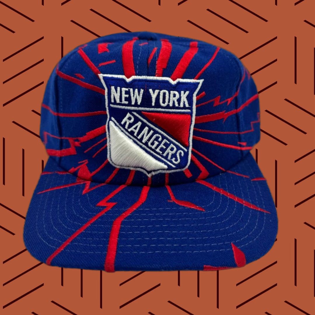 Starter Vintage Starter NHL New York Rangers Shockwave All Over Wool Snapback Hat, 90s College Retro Sports Cap, Men's Adjustable Baseball Style Size ONE SIZE - 1 Thumbnail