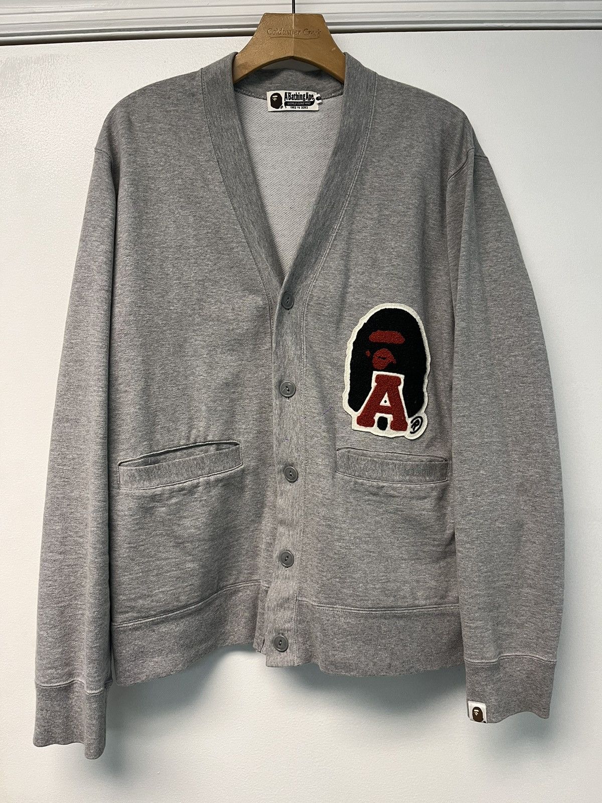 Bape Ape Head Patch Gray Cardigan