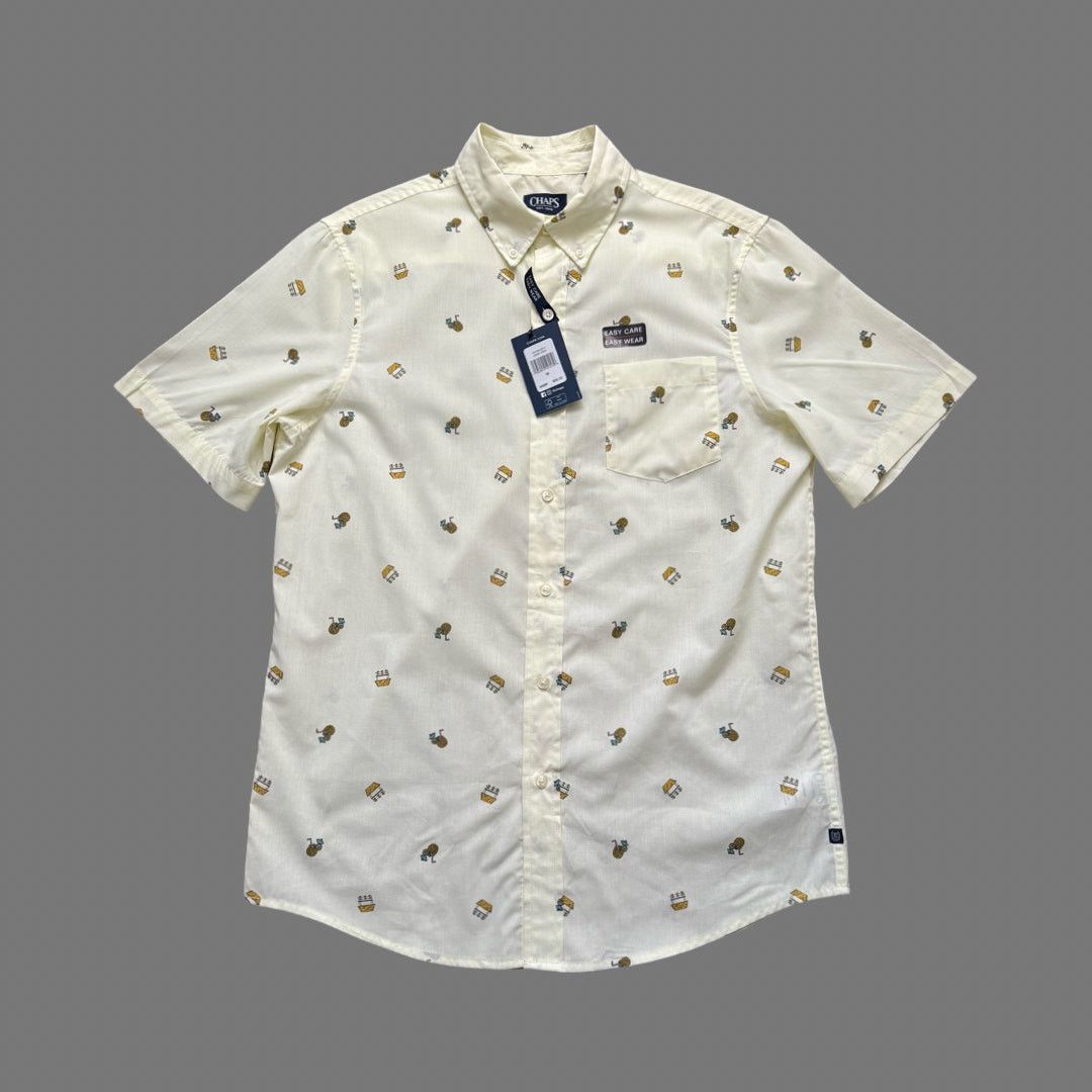 Chaps Chaps Yellow Patterned Button Collar Easy Care Size M NWT Size US M / EU 48-50 / 2 - 1 Thumbnail