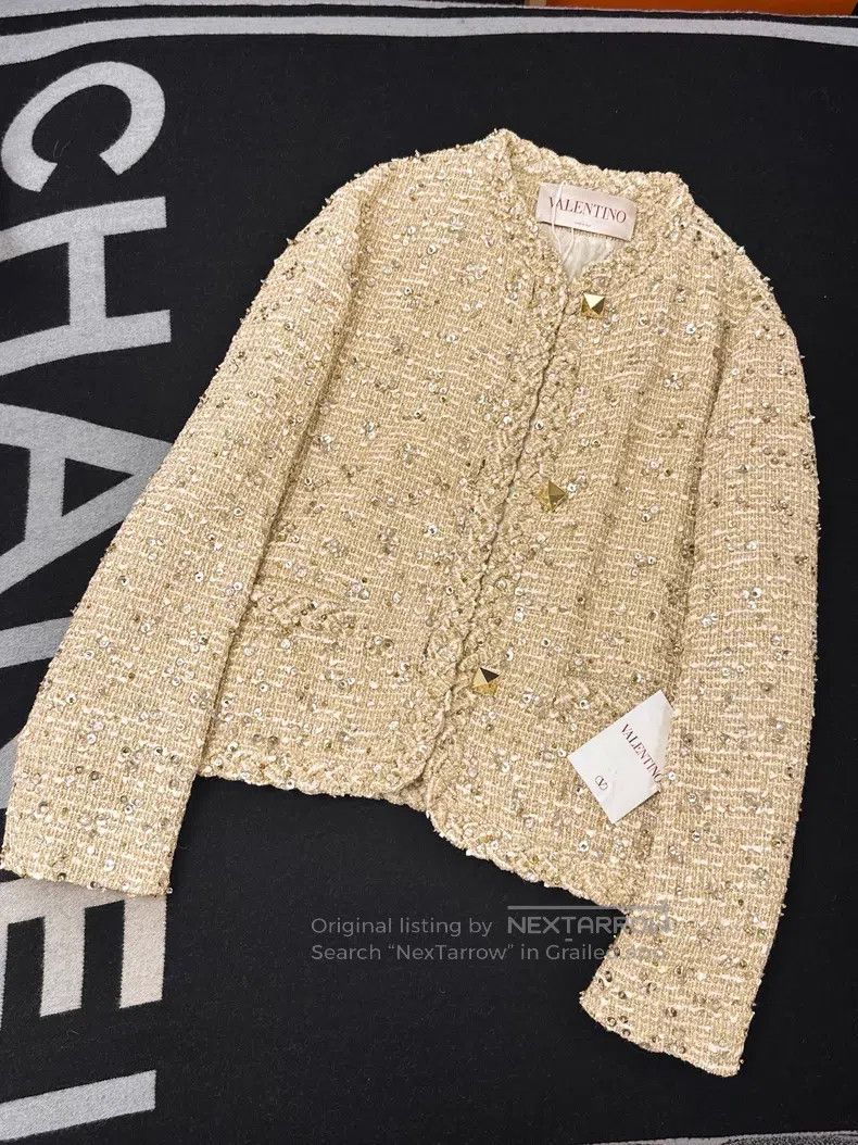 Valentino Valentino Gold embroidered beaded sequins willow nails imp Size XS / US 0-2 / IT 36-38 - 1 Thumbnail