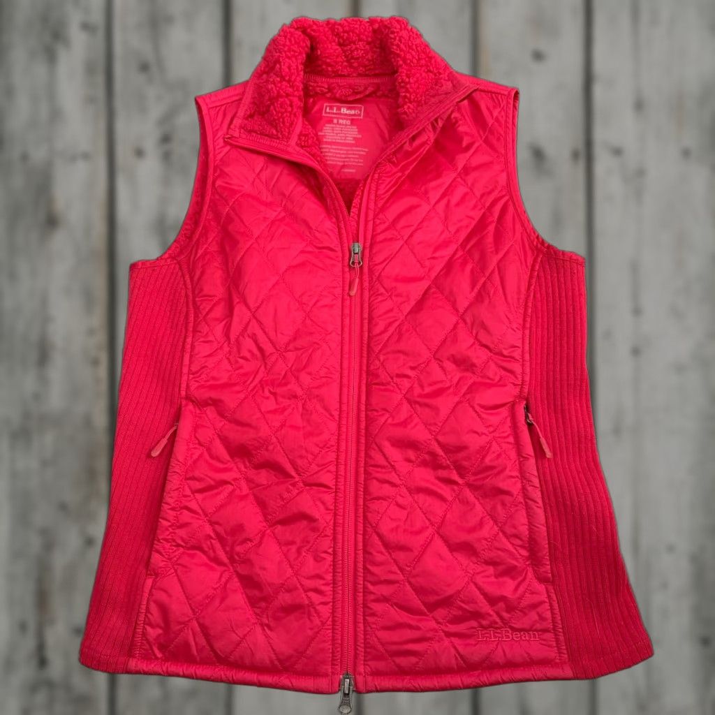 Vintage LL Bean Vest Small Red Sherpa Fleece Lined Quilted Full-Zip Pockets Womens Size S / US 4 / IT 40 - 1 Thumbnail