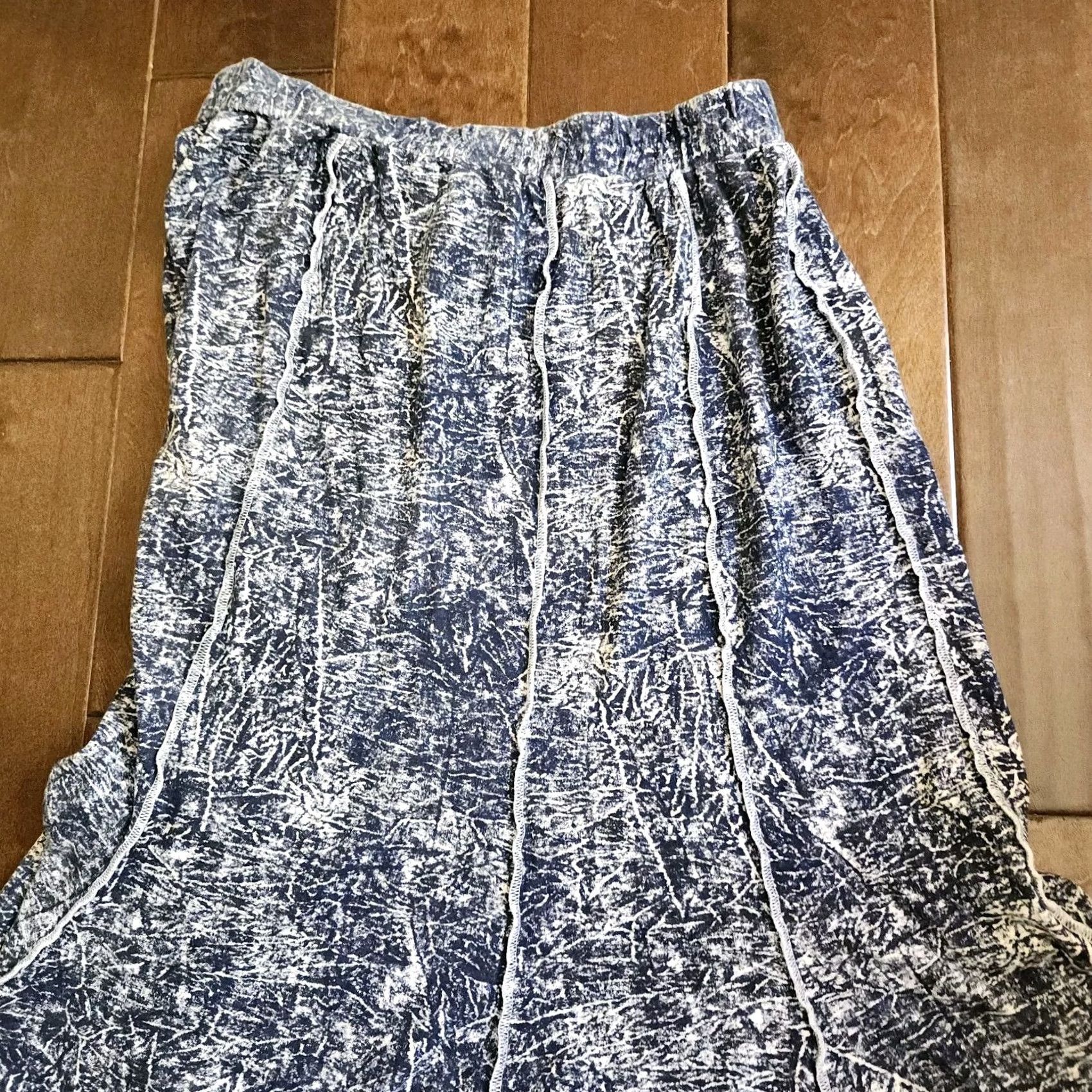 Vintage Bonnie Boynton Women's Blue Maxi Skirt - Size L - Cotton - Pull On - Long - Regular - Spring Summer Fall - Womens Size 36" / US 14 / IT 50 - 4 Thumbnail
