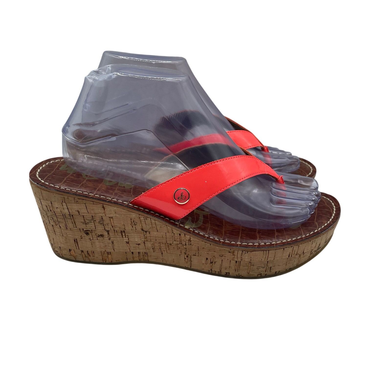 Sam Edelman Sam Edelman Romy Sandals Cork Wedge Bright Coral Womens 9 Size US 9 / IT 39 - 1 Thumbnail